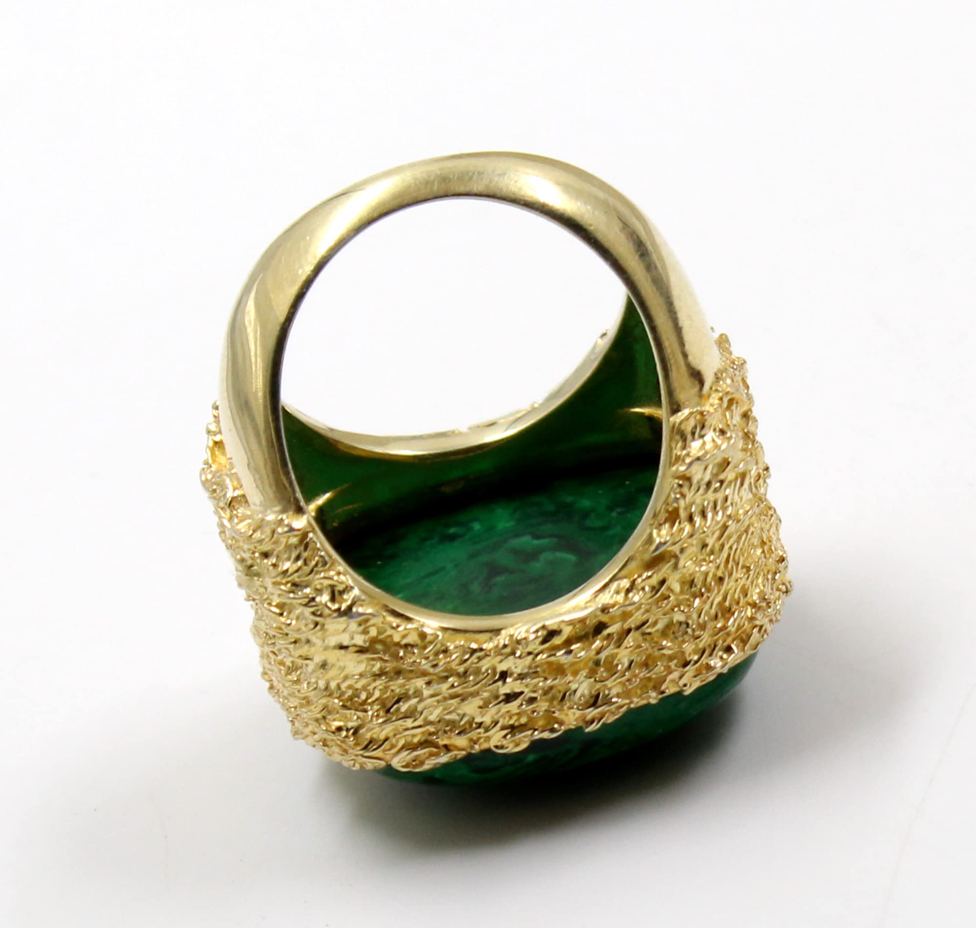 Malachite Ring for Men & Women - Unisex Green Malachite Textured Cocktail Ring in 925 Sterling Silver (Rose Gold Plated, Size 9) - Perfect Anniversary Gift for Him or Her, Ideal for Weddings, Parties & Special Occasions