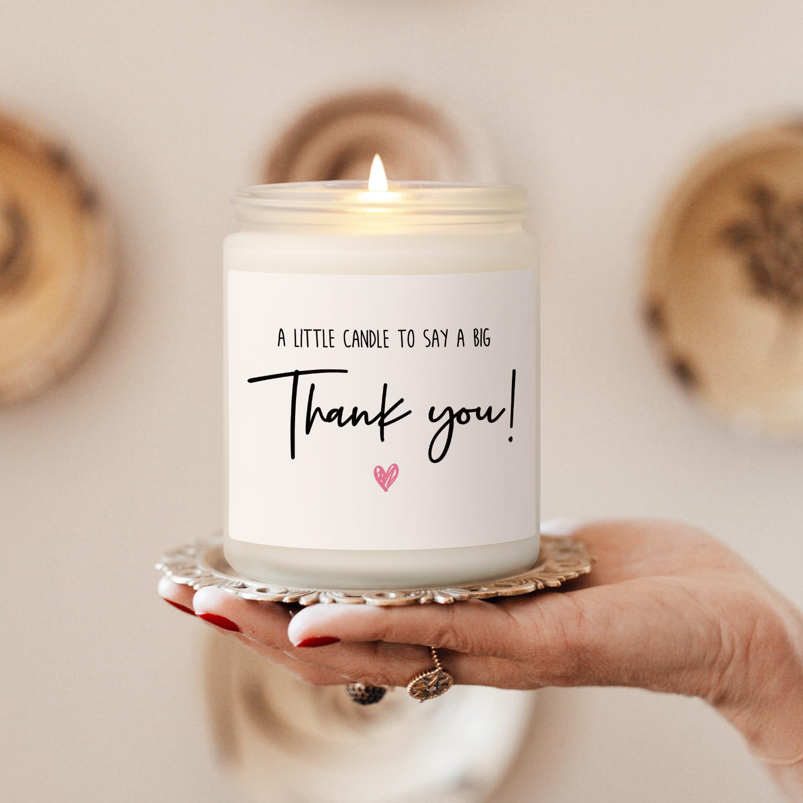 Lavender Scented Soy Wax Candle - 7oz Thank You Gift for Women & Men, Perfect for Hostess, Nurse, Teacher Appreciation | Relaxing Aromatherapy for Home, Office & Spa