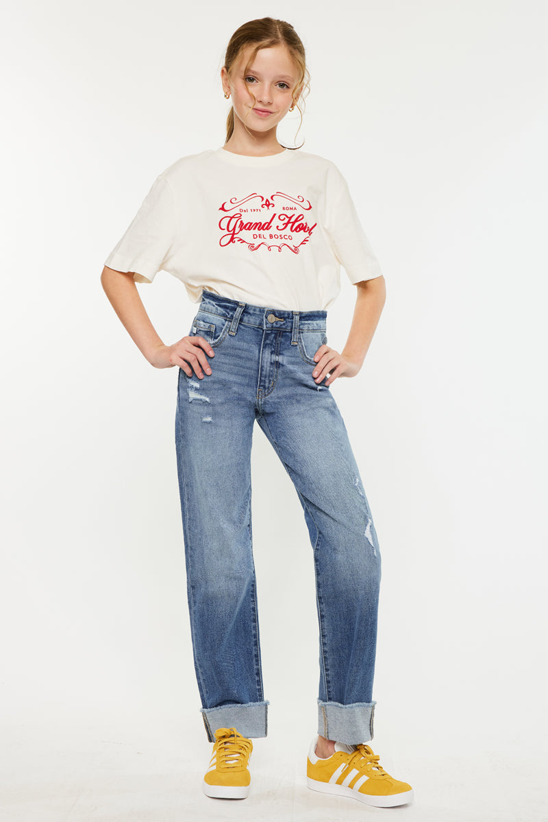 Nia High Rise Straight Jeans for Kids - Comfortable & Stylish Denim Pants for School, Play & Everyday Wear