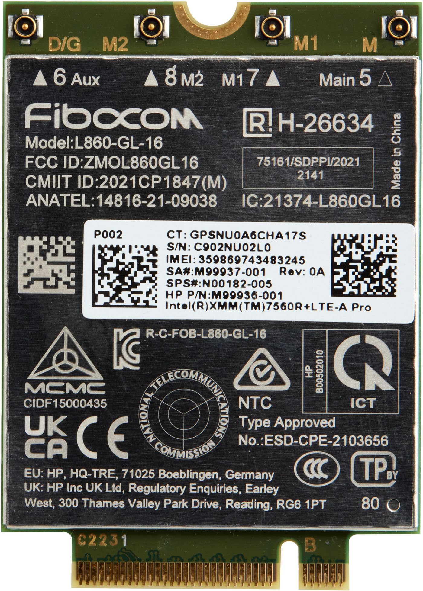 HP XMM 7560 R+ LTE-Advanced Pro WWAN Module - High-Speed Wireless Connectivity for Laptops & Tablets - Ideal for Remote Work, Business Travel & Mobile Computing