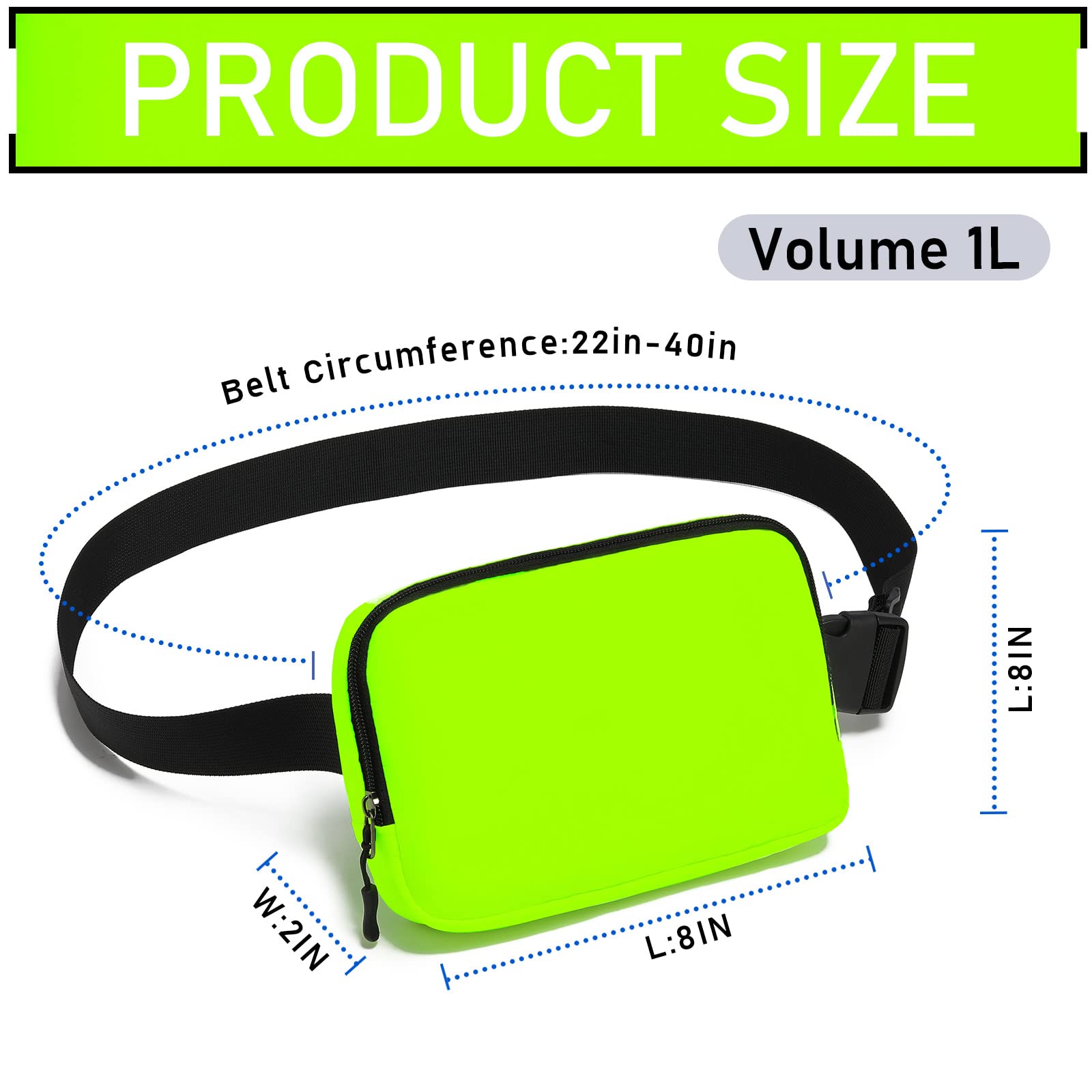 Amazerbst Unisex Waterproof Belt Bag with 40-Inch Adjustable Strap - Fanny Pack for Women & Men - Perfect for Travel, Hiking, Running and Everyday Use