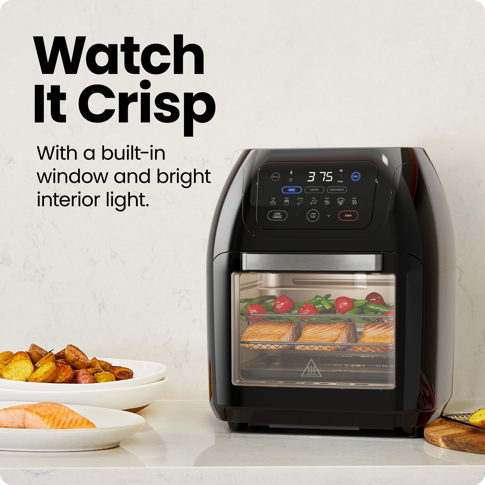 CHEFMAN 10L XL Digital Air Fryer with Rotisserie & Dehydrator - 17-in-1 Multifunctional Convection Oven for Baking, Roasting, Frying | Large View Window, Auto Shutoff | Perfect for Family Cooking, Meal Prep & Healthy Eating