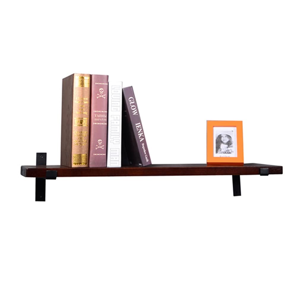 Wooden Floating Shelf - 80cm Iron Wall Bookshelf & Flower Stand - Decorative Clapboard for Restaurant, Living Room, Bedroom, Office - Space Saving Wall Storage Solution