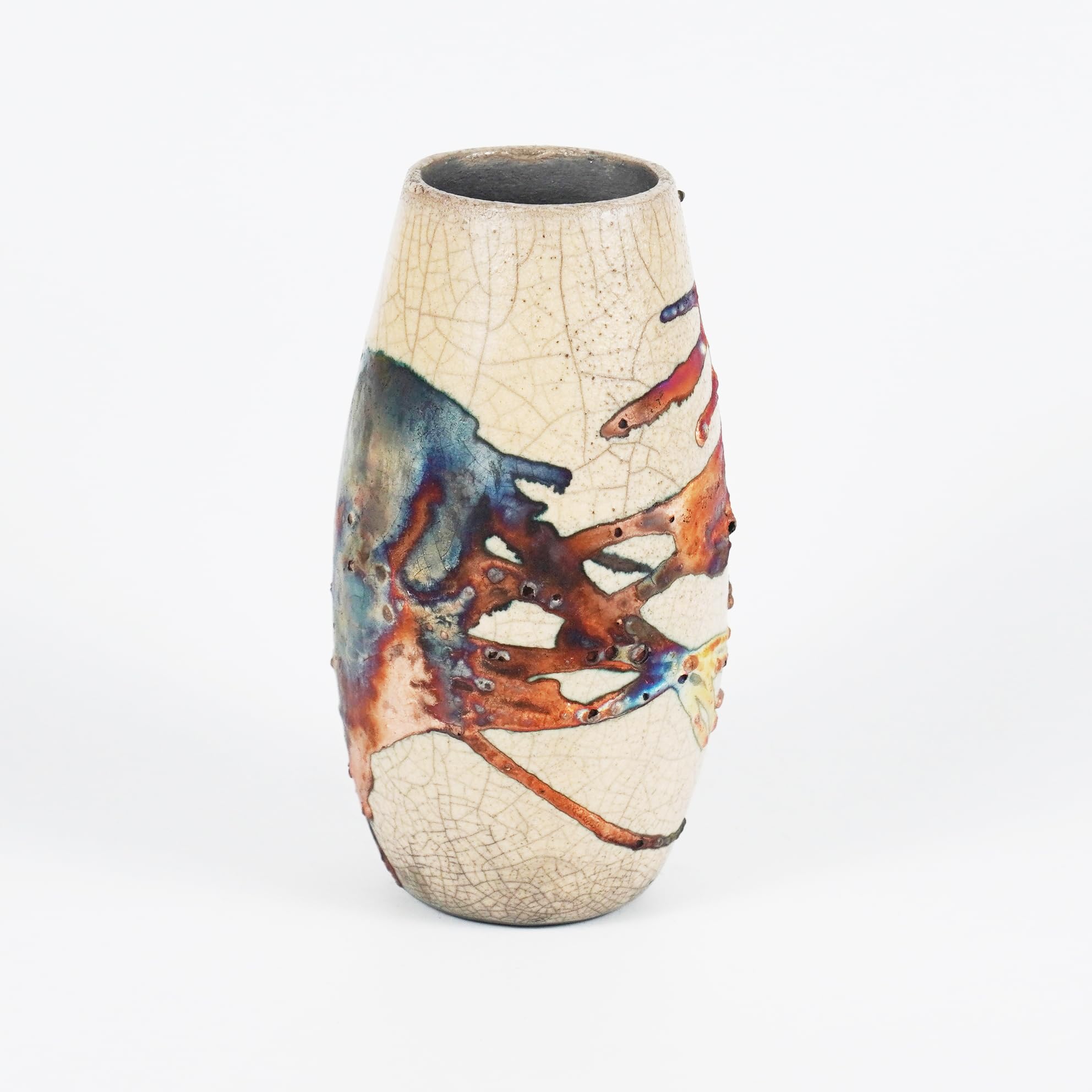 Handmade 6 Inch Ceramic Raku Vase - Boho Home Decor, Unique Pottery Gift for Women, Mom, Bridesmaid - Copper Matte Finish - Perfect for Wedding Gifts, Housewarming & Living Room Decor