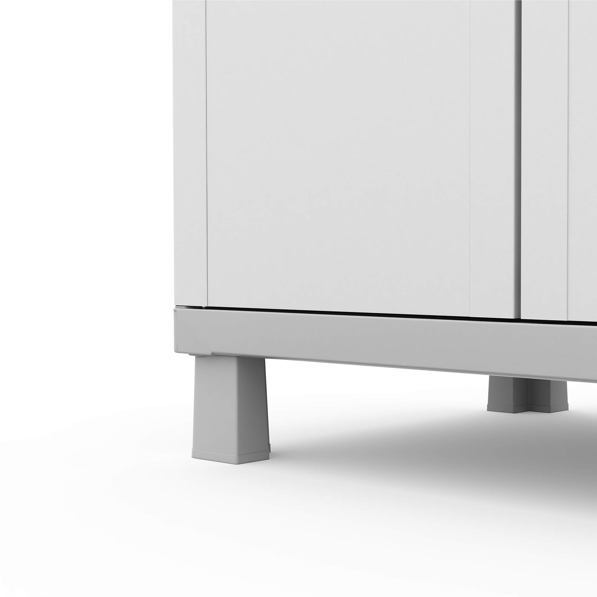 Keter Storage Cabinet with Doors and Shelves - White & Grey Organizer for Laundry Room, Garage, Bathroom, Closet | Perfect for Home Organization and Space Saving Solutions