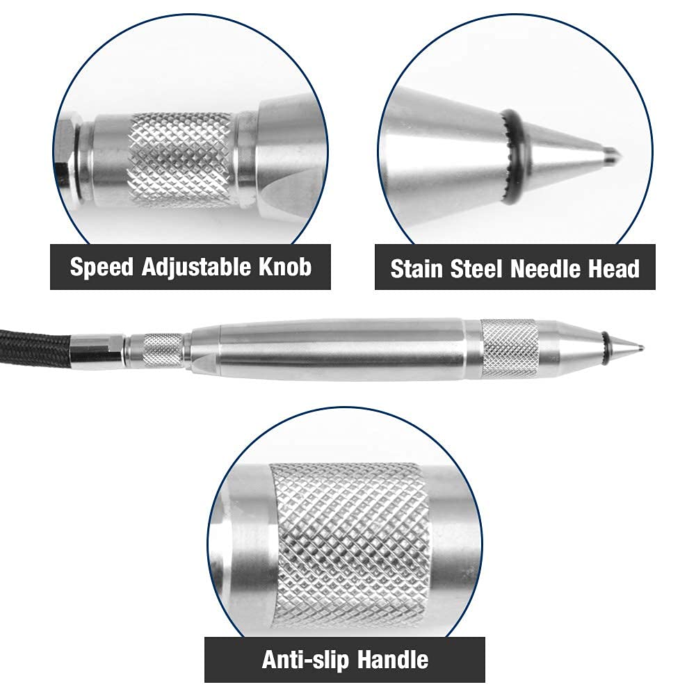 **Pneumatic Engraving Pen - Lightweight Air Micro Grinder with Scribe Hammer & Hose - Professional Engraving Tool for Metal, Wood & Glass - DIY, Jewelry Making & Industrial Use**