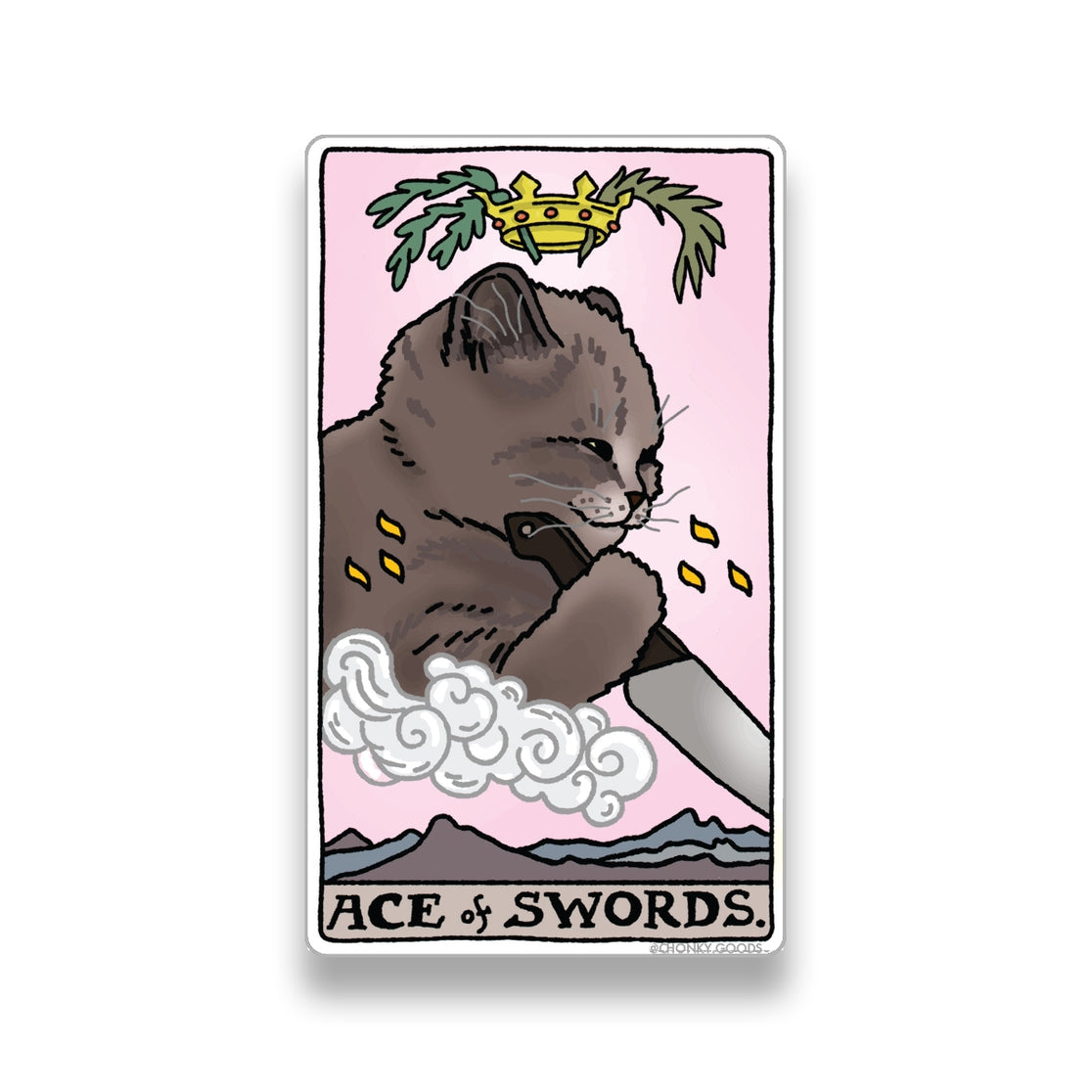 Ace of Swords Tarot Cat Meme Stickers - Minor Arcana Tarot Card Decals for Laptops, Journals & Spiritual Gifts - Funny Cat Tarot Stickers for Witchy Aesthetic & Meme Lovers