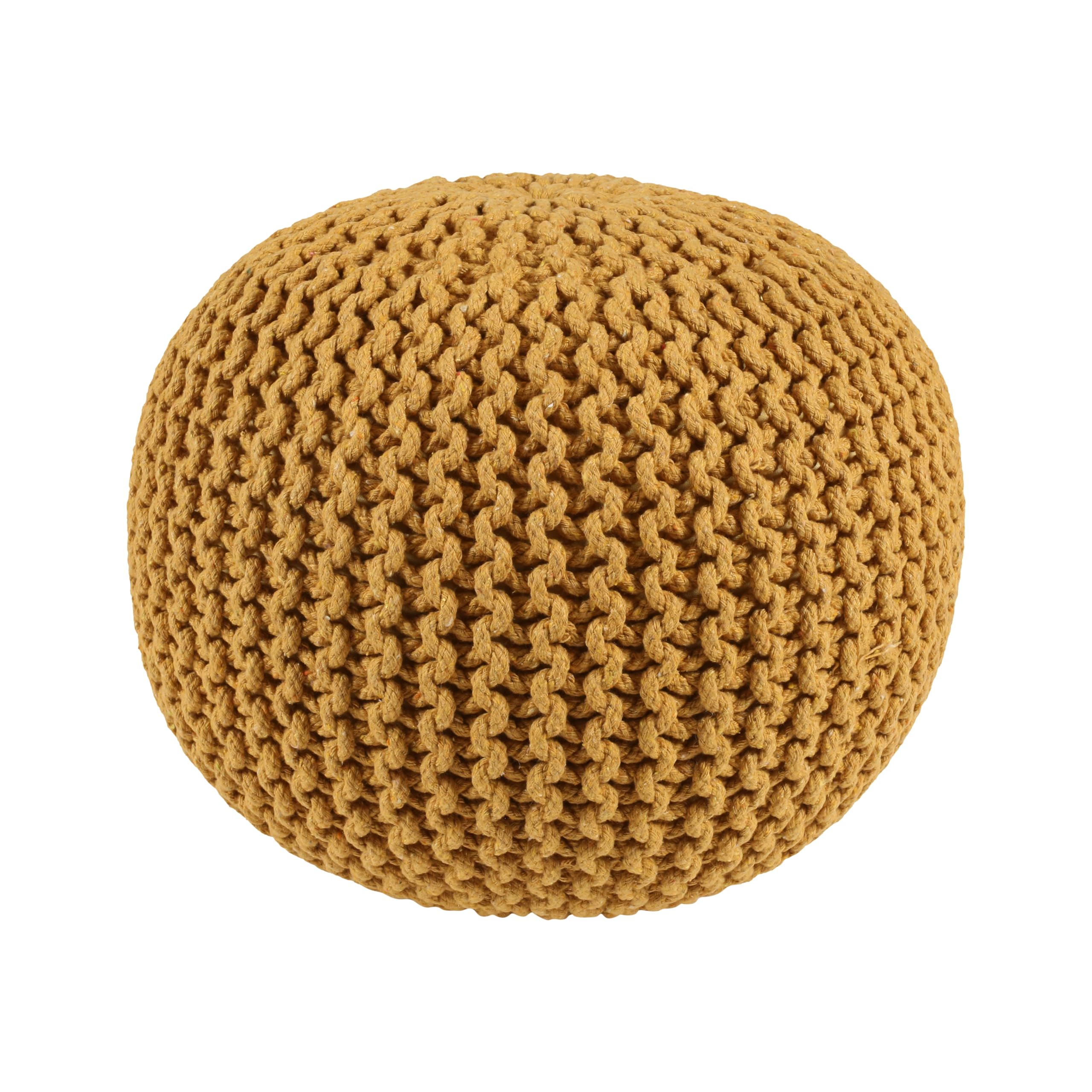 Mustard Yellow Round Ottoman Pouf - Elegant Foot Rest for Living Room Decor