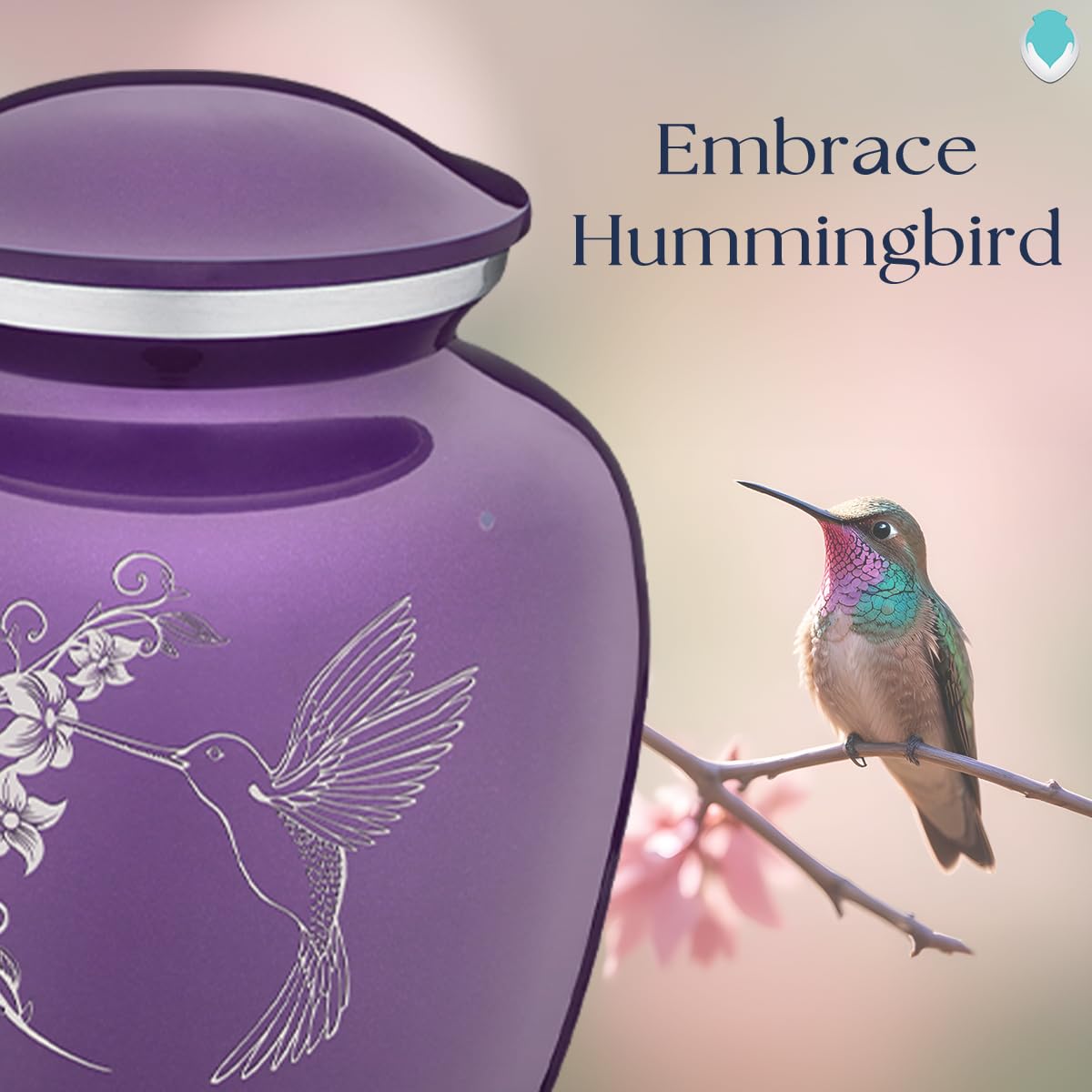 Personalized Humming Bird Cremation Urn for Human Ashes - Purple Funeral Urn for Women & Men (Holds 44 lbs) - Perfect for Memorial Services & Home Display