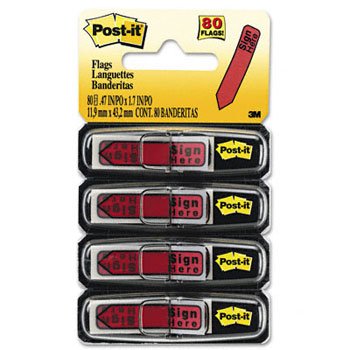 Post-it SIGN HERE Arrow Flags - 80 Flags per Pack, Red - Self-Stick Note Flags for Documents, Contracts & Files - Perfect for Office, School & Legal Use