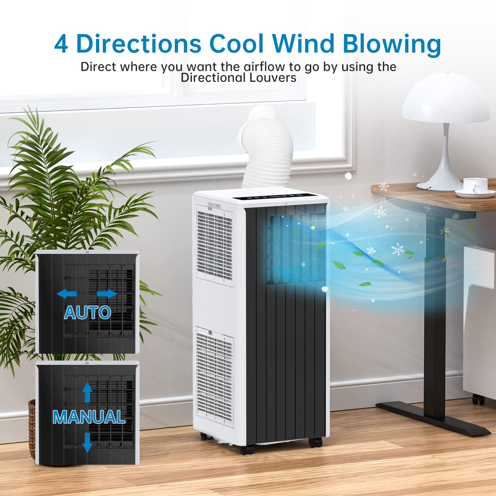 8000 BTU Portable Air Conditioner - 3-in-1 Compact AC Unit with Fast Cooling, Window Mount Kit, Fan & Dehumidifier Modes (115V) - Perfect for Bedrooms, Offices & Small Spaces