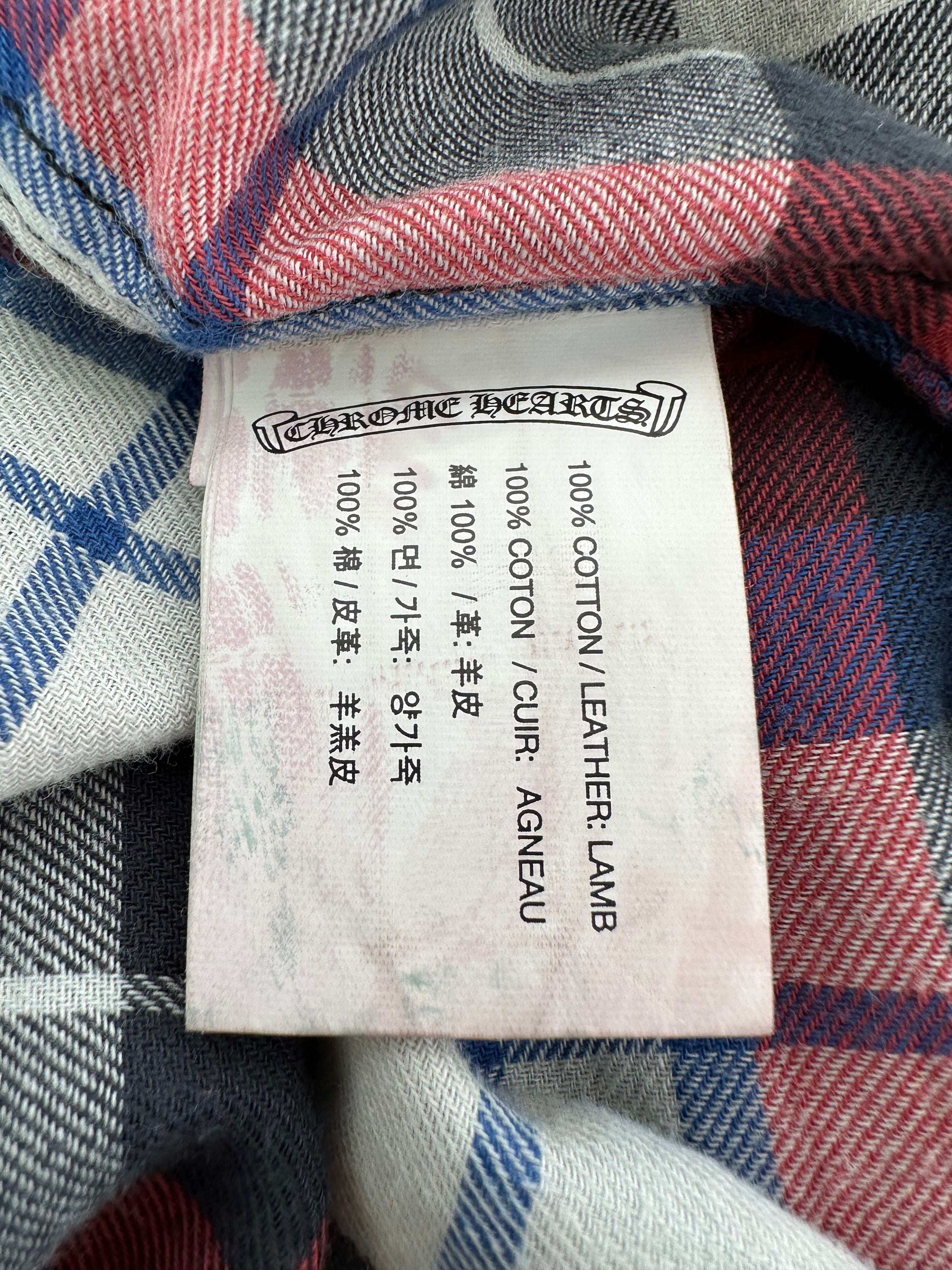Chrome Hearts White & Blue Cross Patch Flannel Shirt - Stylish & Comfortable for Casual Wear & Street Fashion