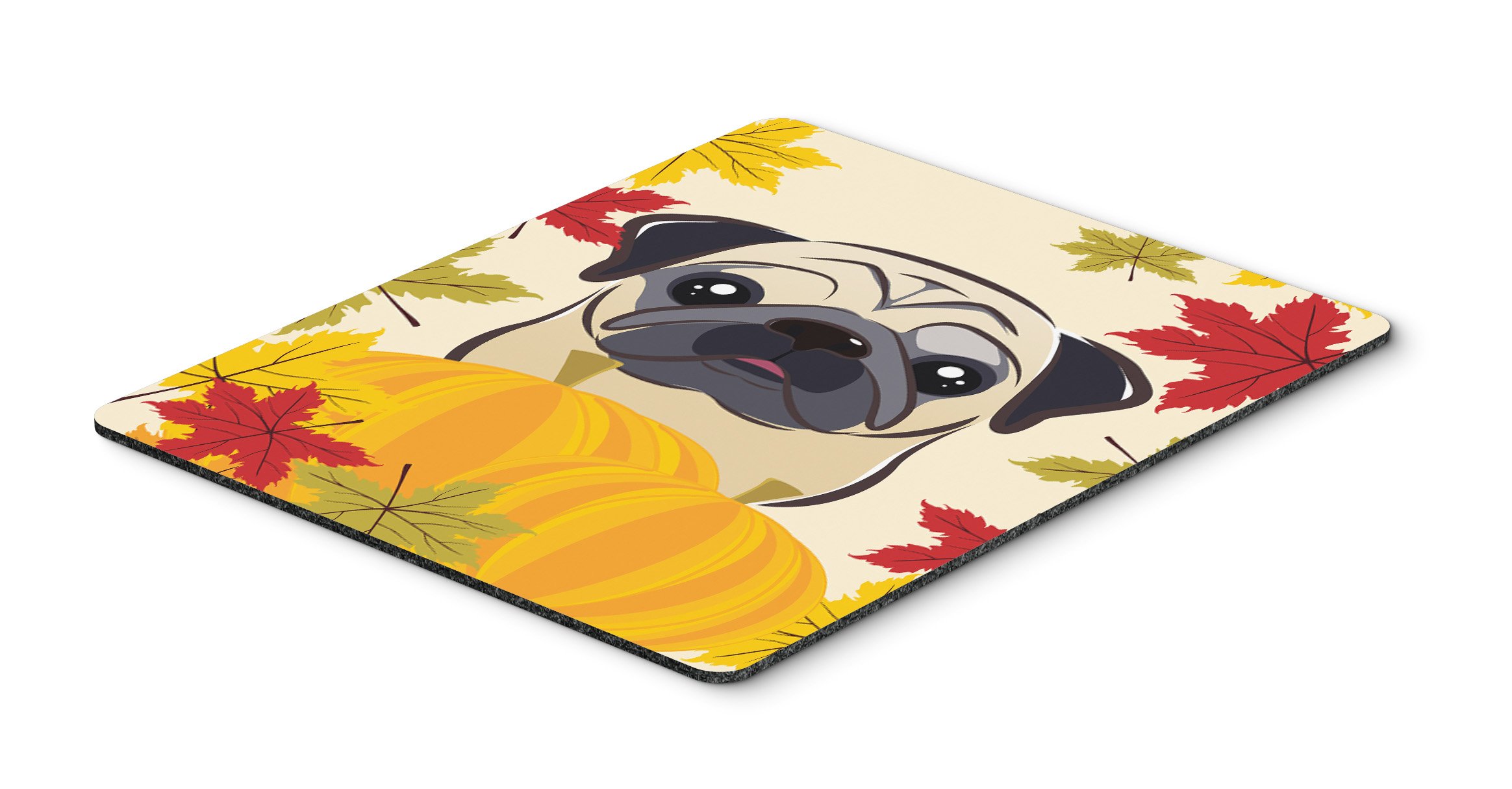 Caroline's Treasures BB2068MP Fawn Pug Thanksgiving Mouse Pad - Large Washable Non-Slip Desk Mat for Home Office, Gaming, Computer & Laptop Use - Perfect Hot Pad & Trivet for Kitchen Decor