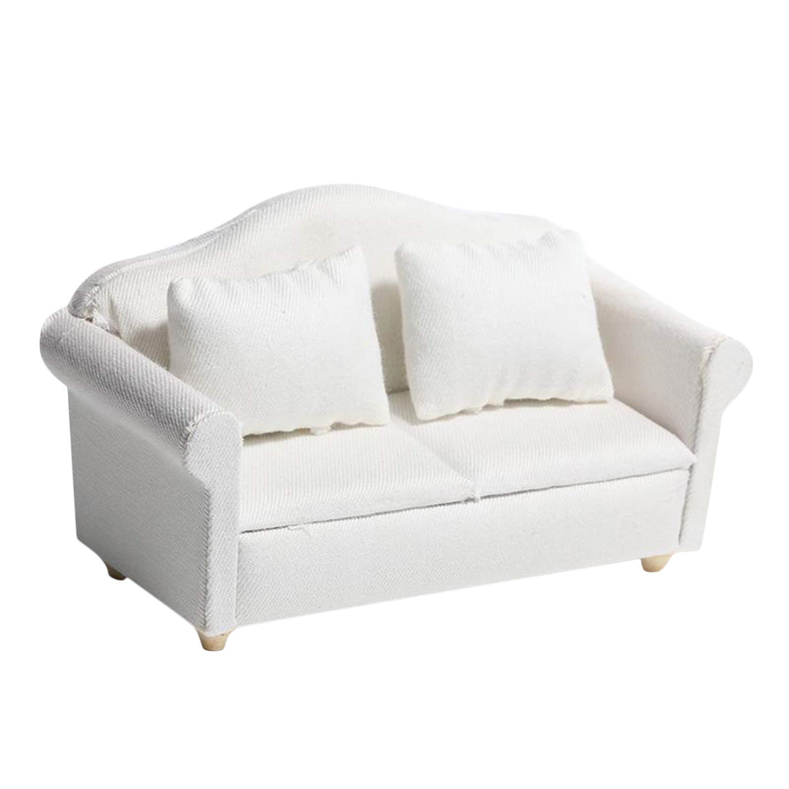 Almencla Miniature Dollhouse Sofa Set - 1:12 Scale Doll Furniture with Cushion Pillows for Dolls House Accessories | Perfect for Barbie Dolls, American Girl & DIY Dollhouse Decor