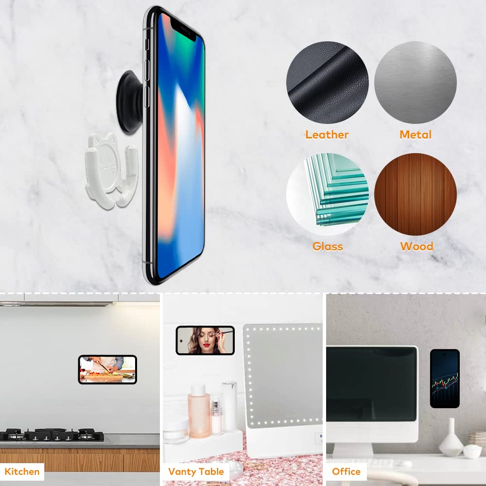 3 Pack Multi-Surface Car Mount Holder for Popsocket - Compatible with Pop Socket Grip & Phone Accessories | Strong Adhesive Sticky Pad for Home, Office, Desk, Wall & Car Use (White, Cute Cat Design) - Perfect for Driving, Working & Organizing Your Devices