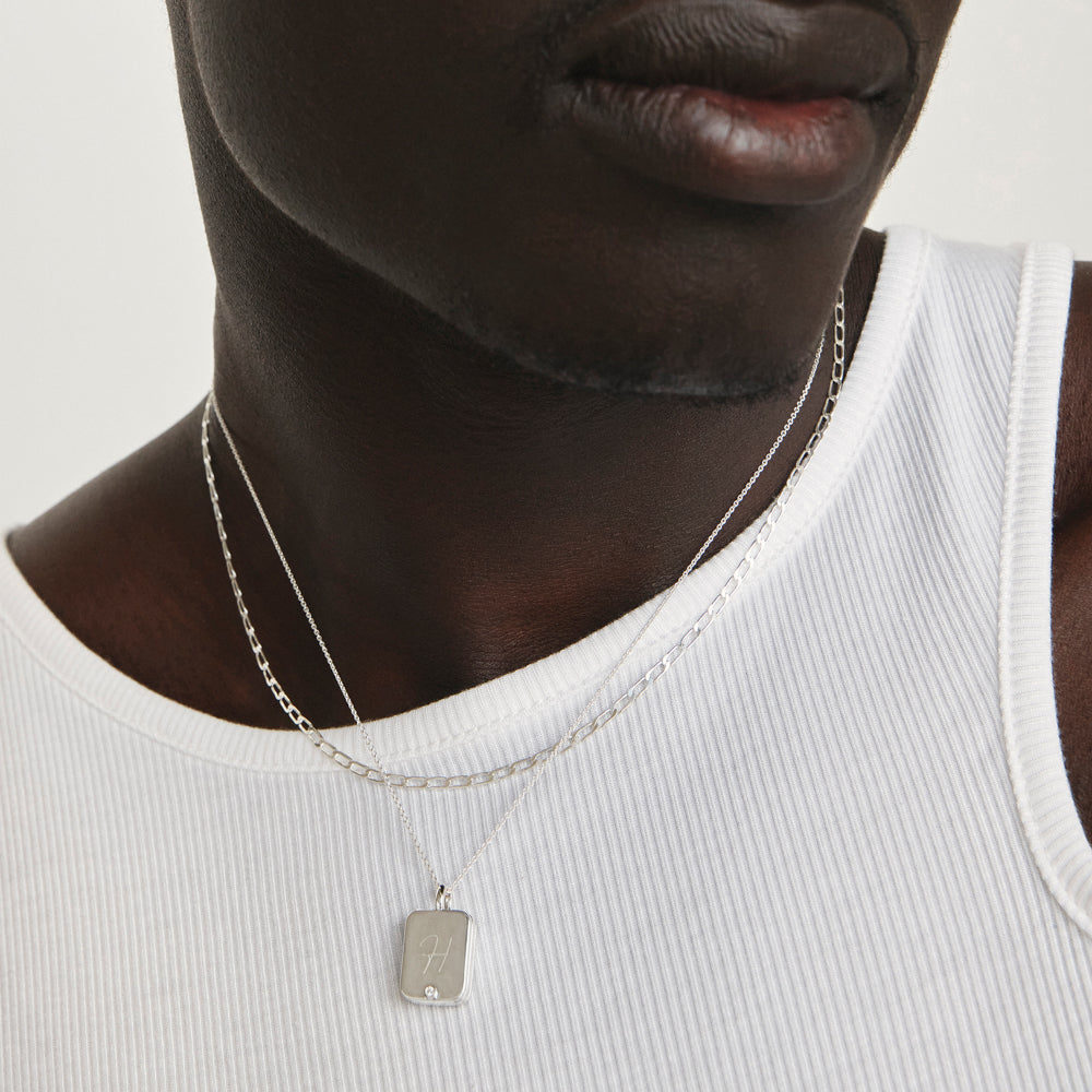 Personalized Engravable Silver Rectangle Flip Locket Necklace - Perfect for Anniversary Gifts, Valentine's Day & Keepsake Jewelry