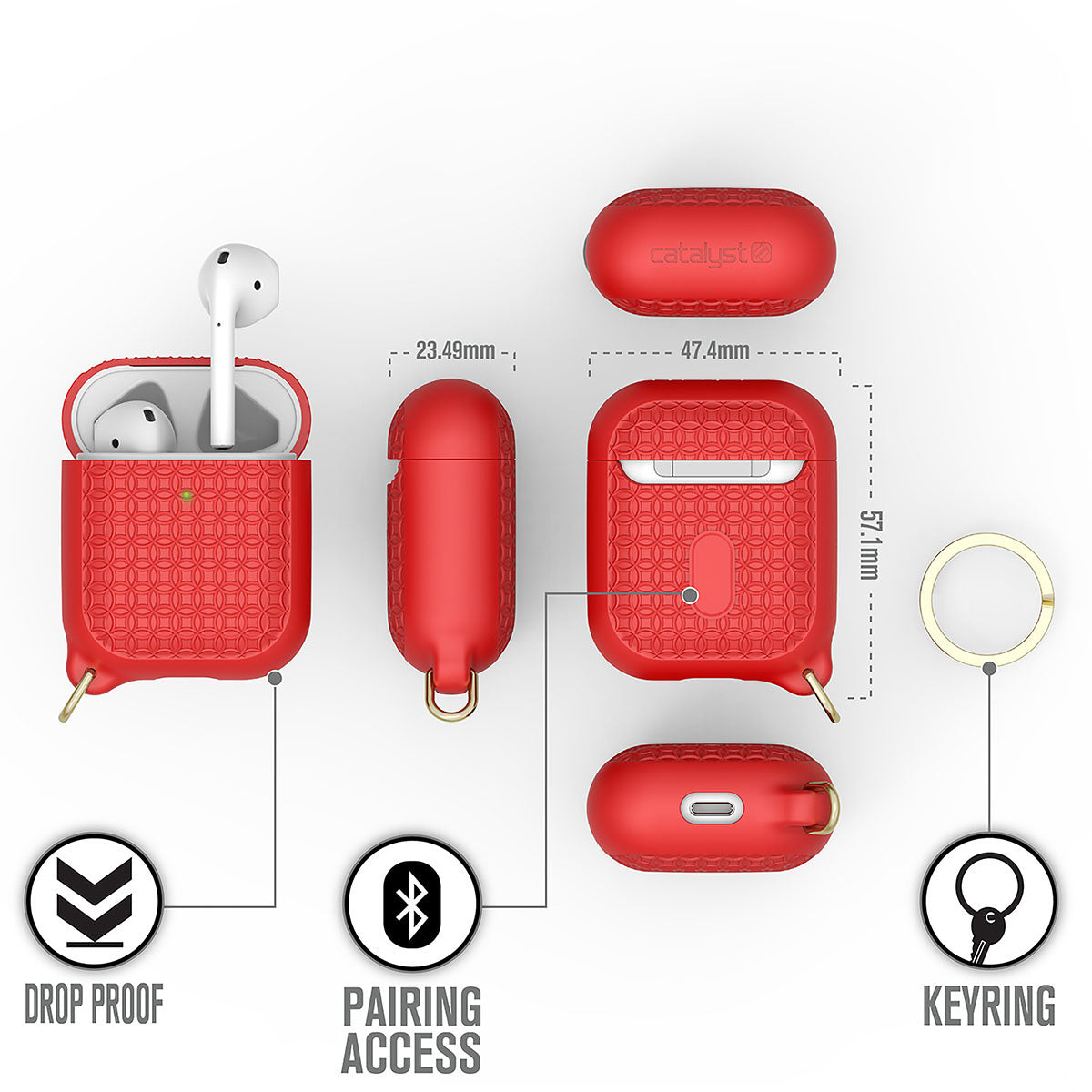 Premium AirPods 1 & 2 Protective Case with Keychain - Durable Cover for Apple AirPods 1st & 2nd Generation - Perfect for Travel, Gym & Everyday Use