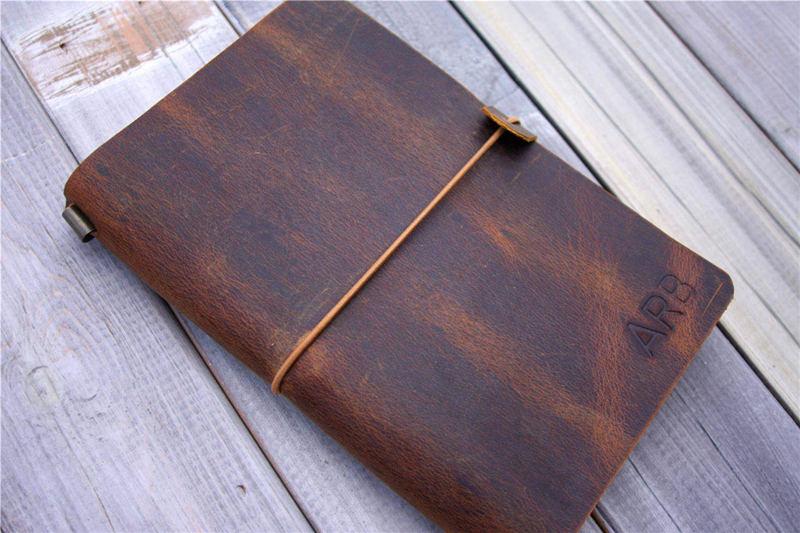 Personalized Rustic Leather Traveler's Notebook - Custom Name Journal for Writing, Sketching & Planning - Perfect Gift for Travelers, Writers & Students