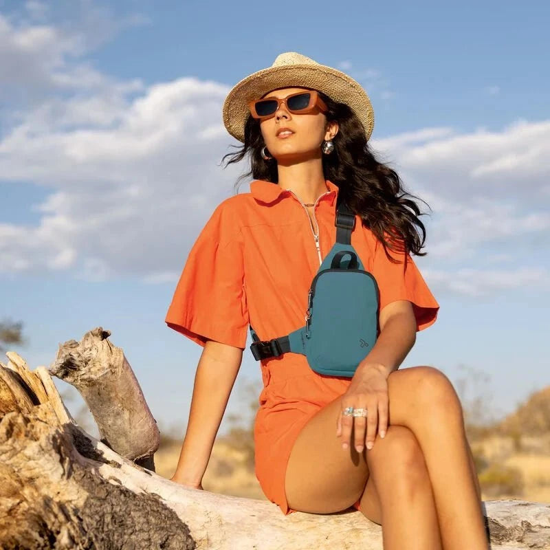 Travelon The Voyages Anti-Theft Compact Sling Bag - Secure Crossbody Purse for Travel, Commuting & Everyday Use