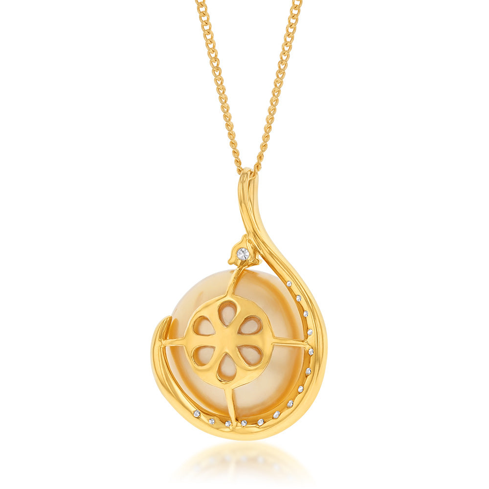 9ct Golden South Sea Pearl Pendant Necklace - 45cm 9ct Gold Chain - Elegant Jewelry Gift for Women, Perfect for Weddings, Parties & Special Occasions