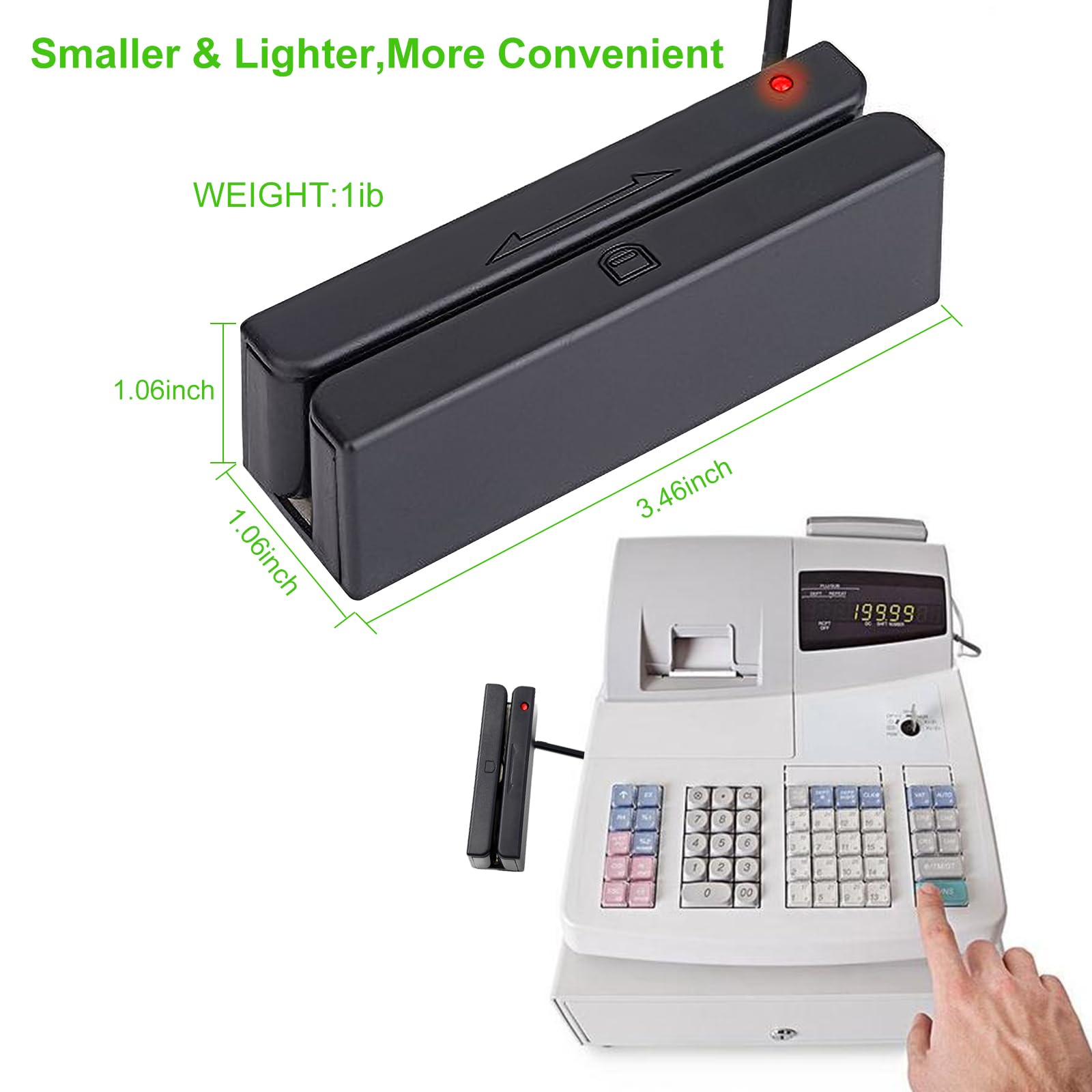 USB 3-Track Magnetic Stripe Card Reader - POS Credit Card Swiper for Magstripe Cards | Compatible with Membership, Gift & Access Control Cards | Ideal for Retail Stores, Hotels & Security Systems