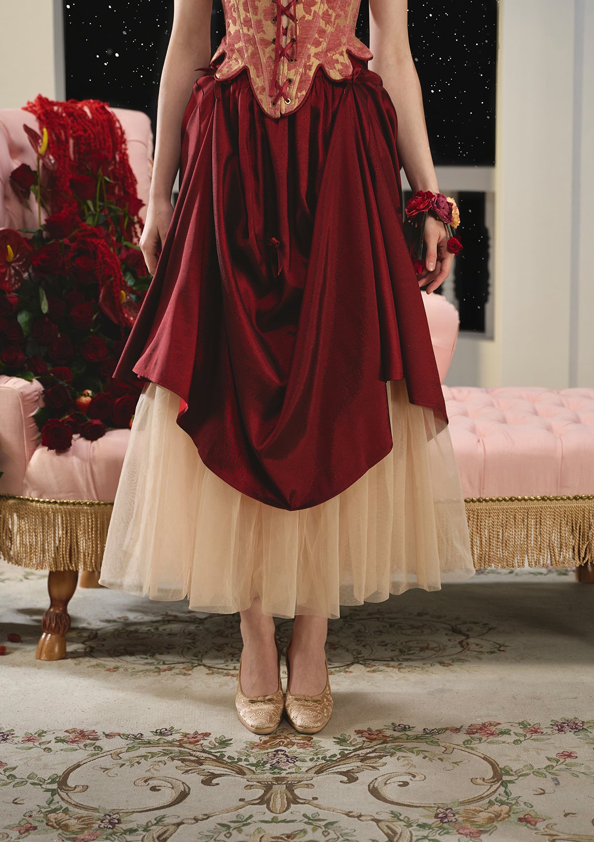 Graceful Curve & Plus Size Renaissance Skirt - Elegant Flowy Midi Skirt for Women | Perfect for Office, Date Night & Special Occasions