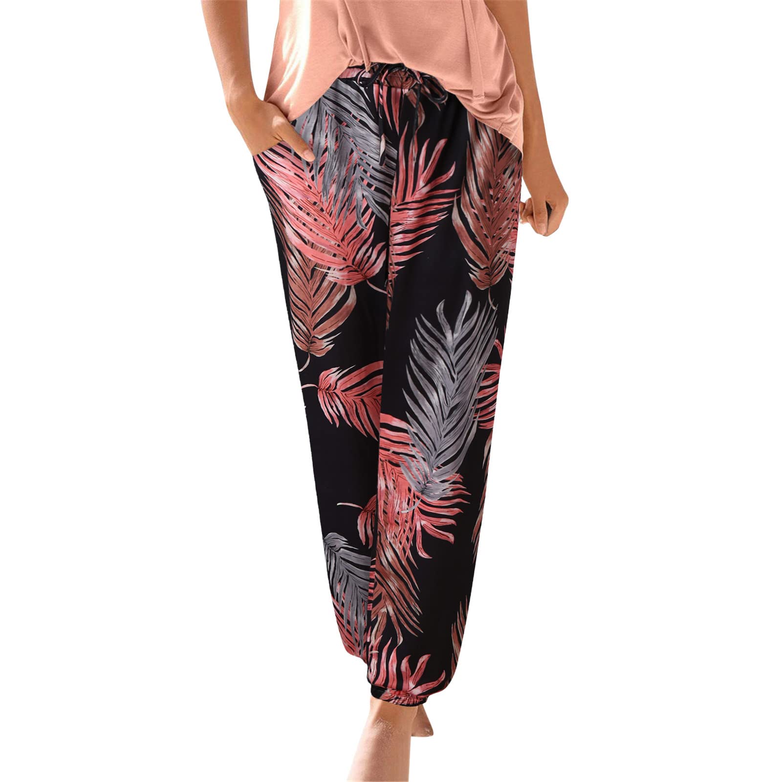 Women's High Waist Cotton Linen Pants - Comfy Beach & Casual Pants for Summer - Plus Size Available (Black, Medium) | Perfect for Vacations, Yoga & Lounge Wear