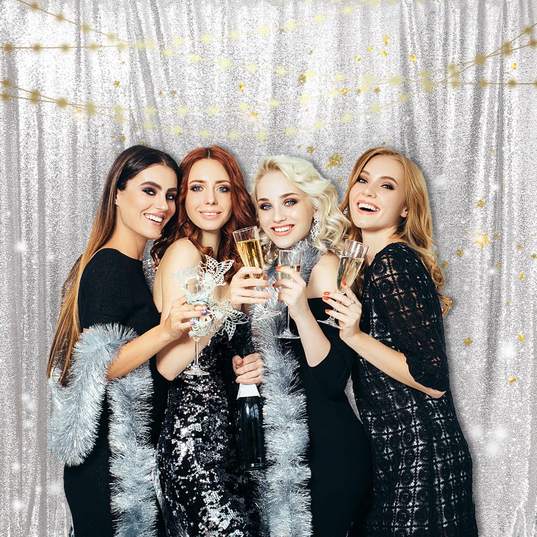 10x10ft Silver Sequin Photo Backdrop for Wedding Photography, Birthday Parties & Events - Sparkling Party Decor Background for Professional Shoots