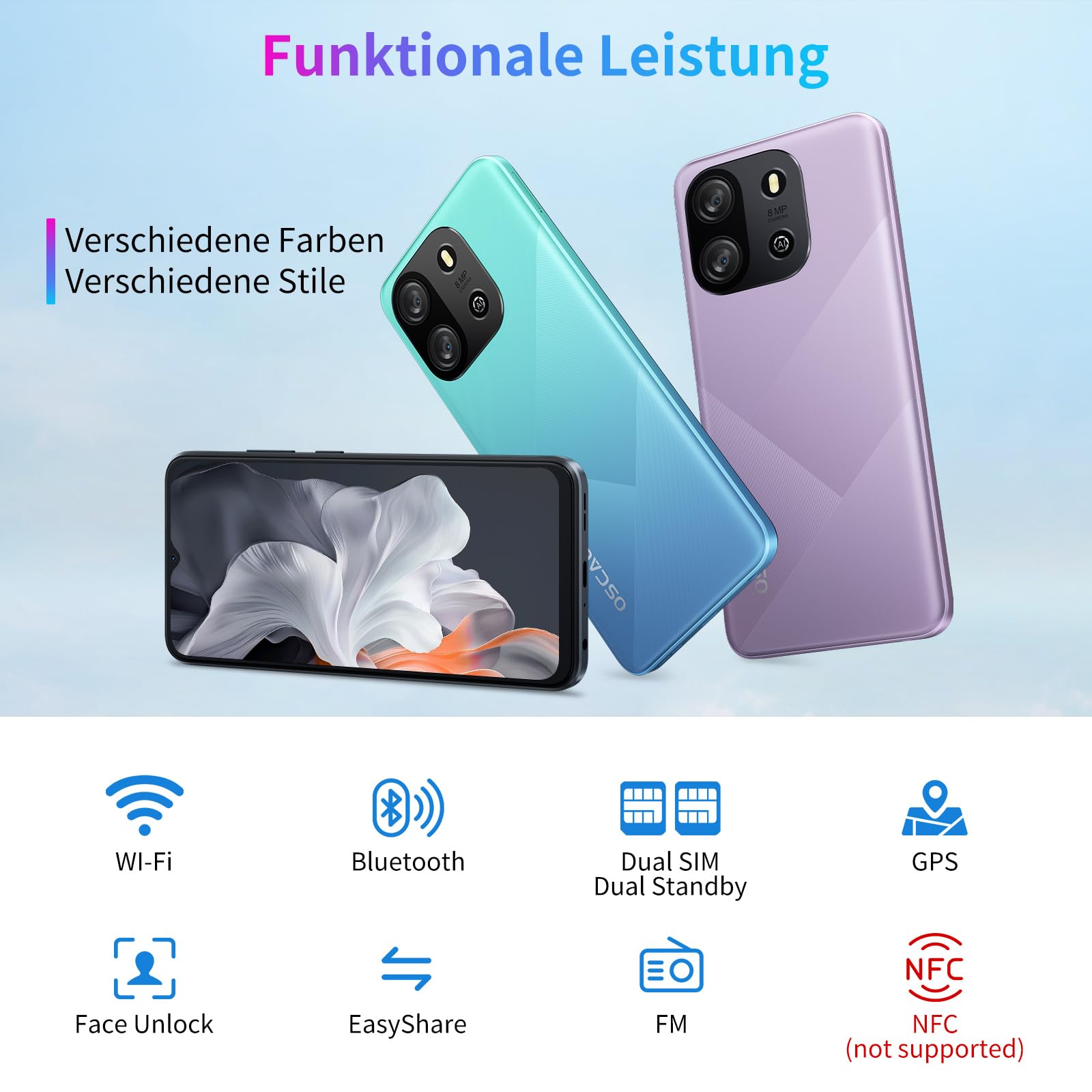 OSCAL Flat 1C Unlocked Smartphone - 6.52