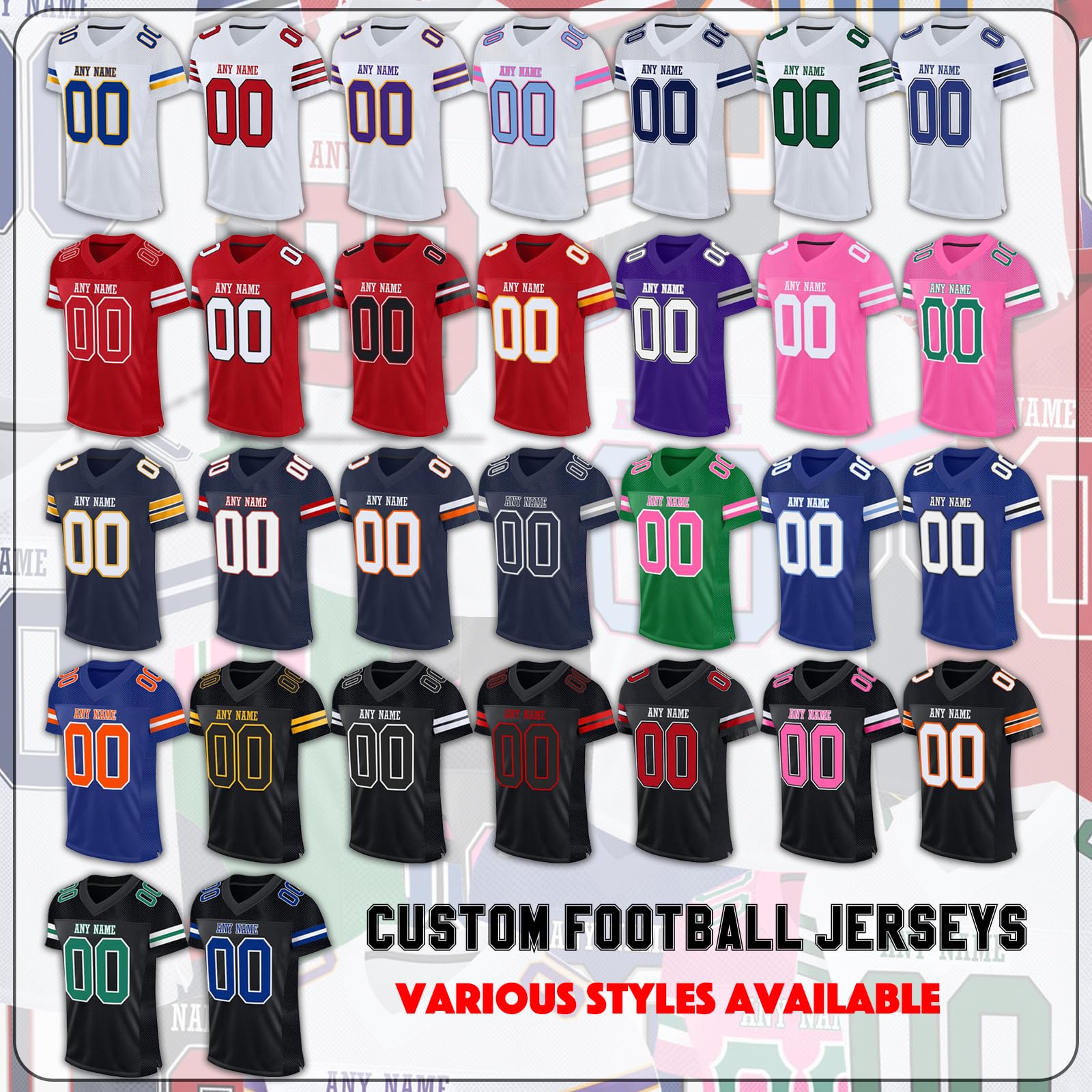 Custom Football Jerseys Personalized with Name & Number - Youth & Adult Sizes for Men & Women - Team Sports, Gifts & Game Day Outfits