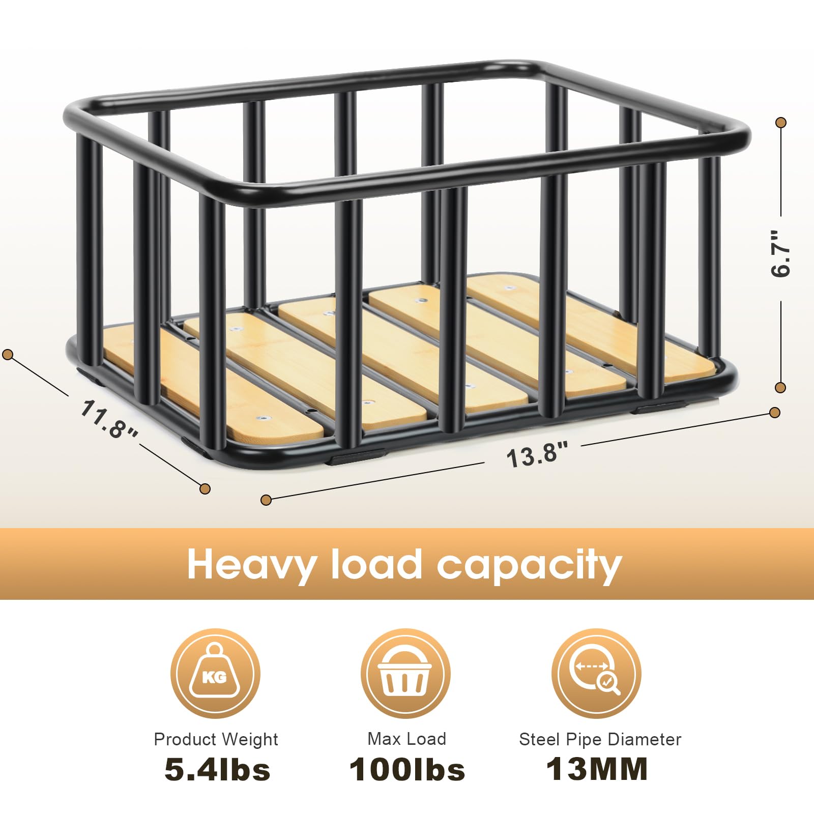 Heavy Duty Rear Bike Basket 13.8