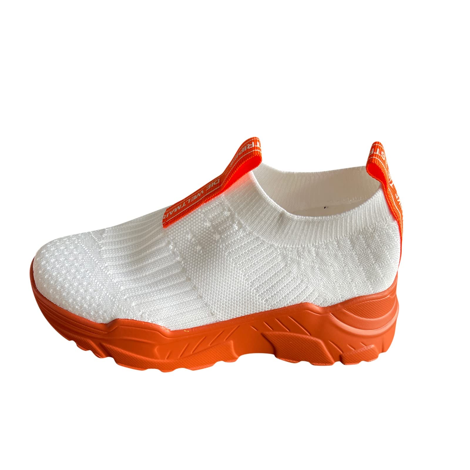 Breathable Women's Low Top Canvas Sneakers - Casual Walking Shoes & Fashion Slip-On Loafers for Women (Orange, Size 7.5) | Perfect for Everyday Wear, Office, and Light Outdoor Activities