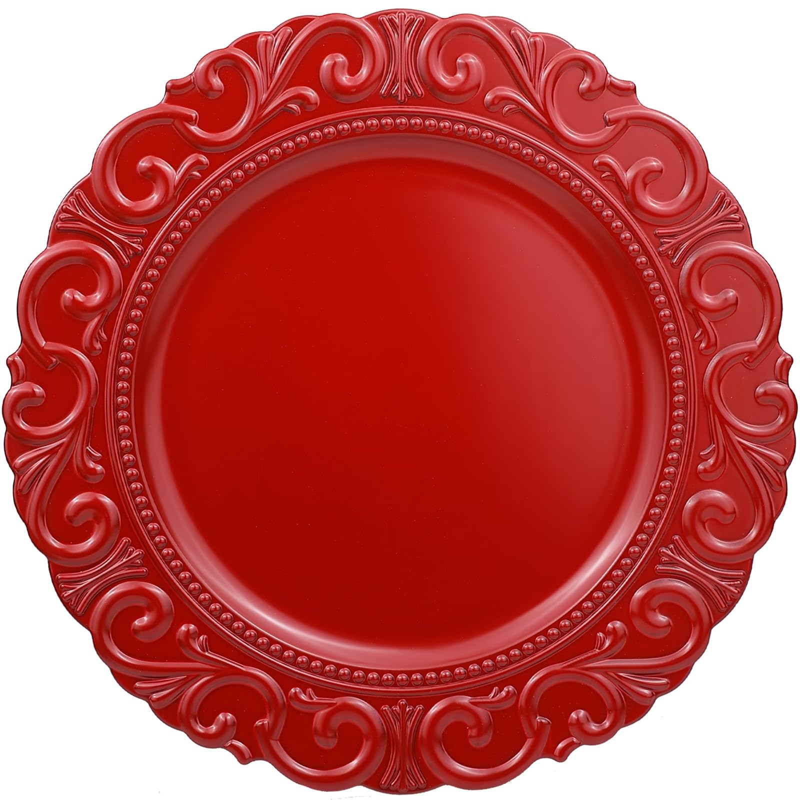 Red Plastic Charger Plates Set of 6 - 13