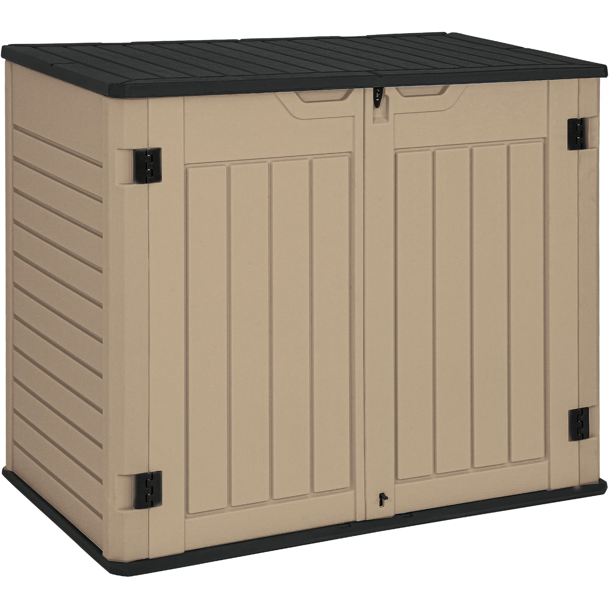 YITAHOME 35 Cu Ft Outdoor Horizontal Storage Shed - Lockable Waterproof Resin Garden Shed for Tools, Patio Furniture & Lawn Equipment - Easy Assembly Brown - Perfect for Backyard, Garage & Garden Organization - Ideal for Storing Outdoor Cushions, Pool Supplies & Seasonal Decor - Great for Small Spaces, Urban Homes & Seasonal Storage