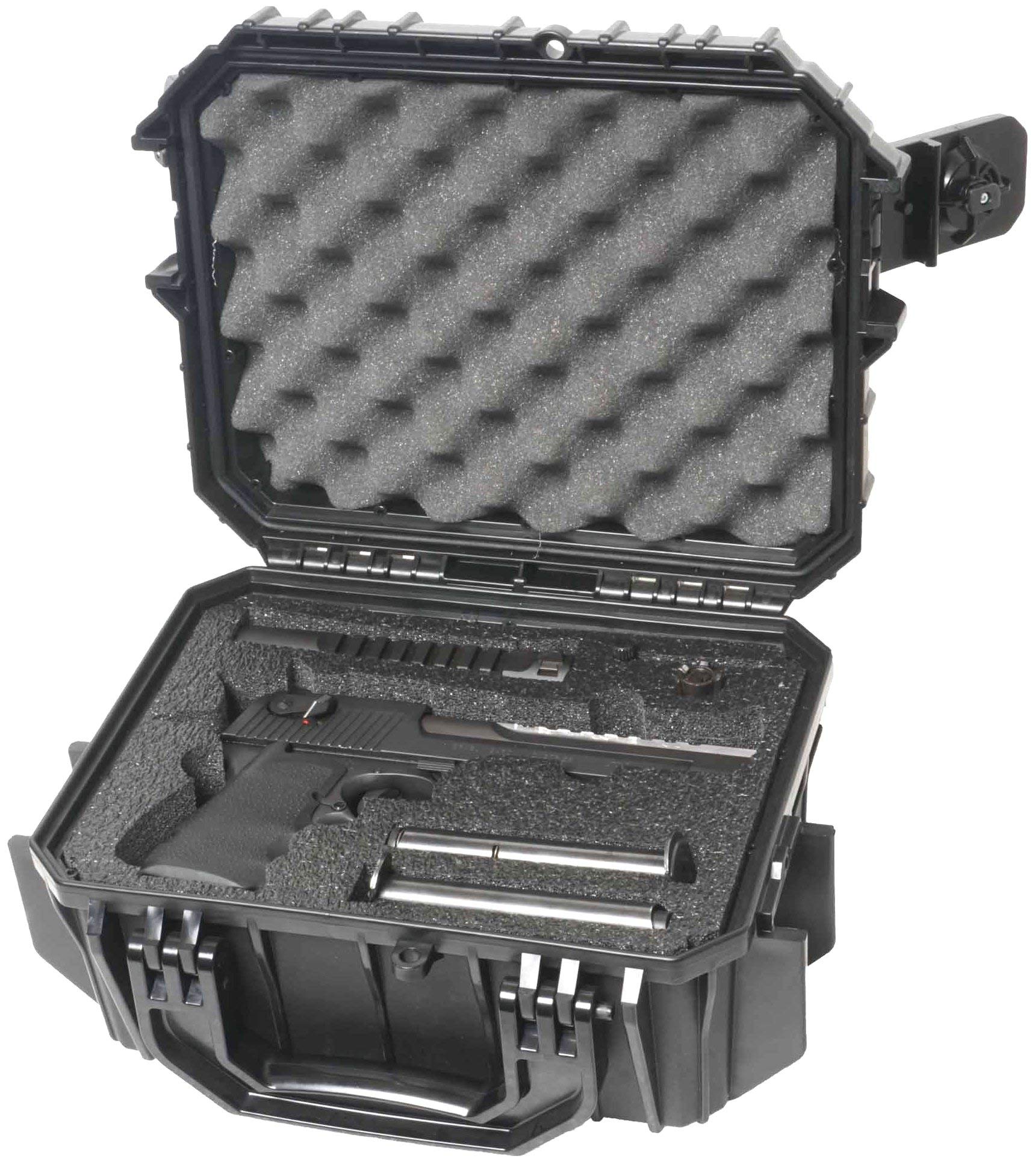 Waterproof Pistol Case for Desert Eagle - Pre-Cut Foam with Storage for 4 Magazines & Extra Barrel | Tactical Gun Case for Range, Hunting & Secure Transport