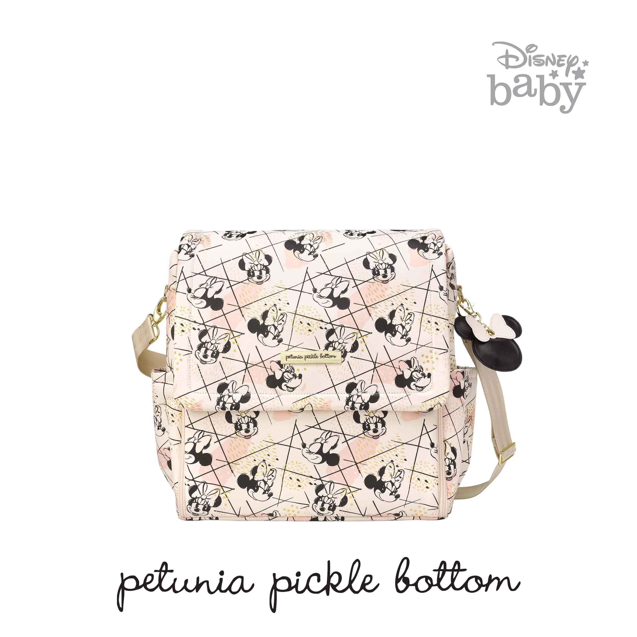 Petunia Pickle Bottom Boxy Backpack Diaper Bag - Stylish & Spacious Baby Backpack for Moms & Dads | Waterproof, Multi-Pocket Design | Perfect for Travel, Daycare & Everyday Use | Shimmery Minnie Mouse Print