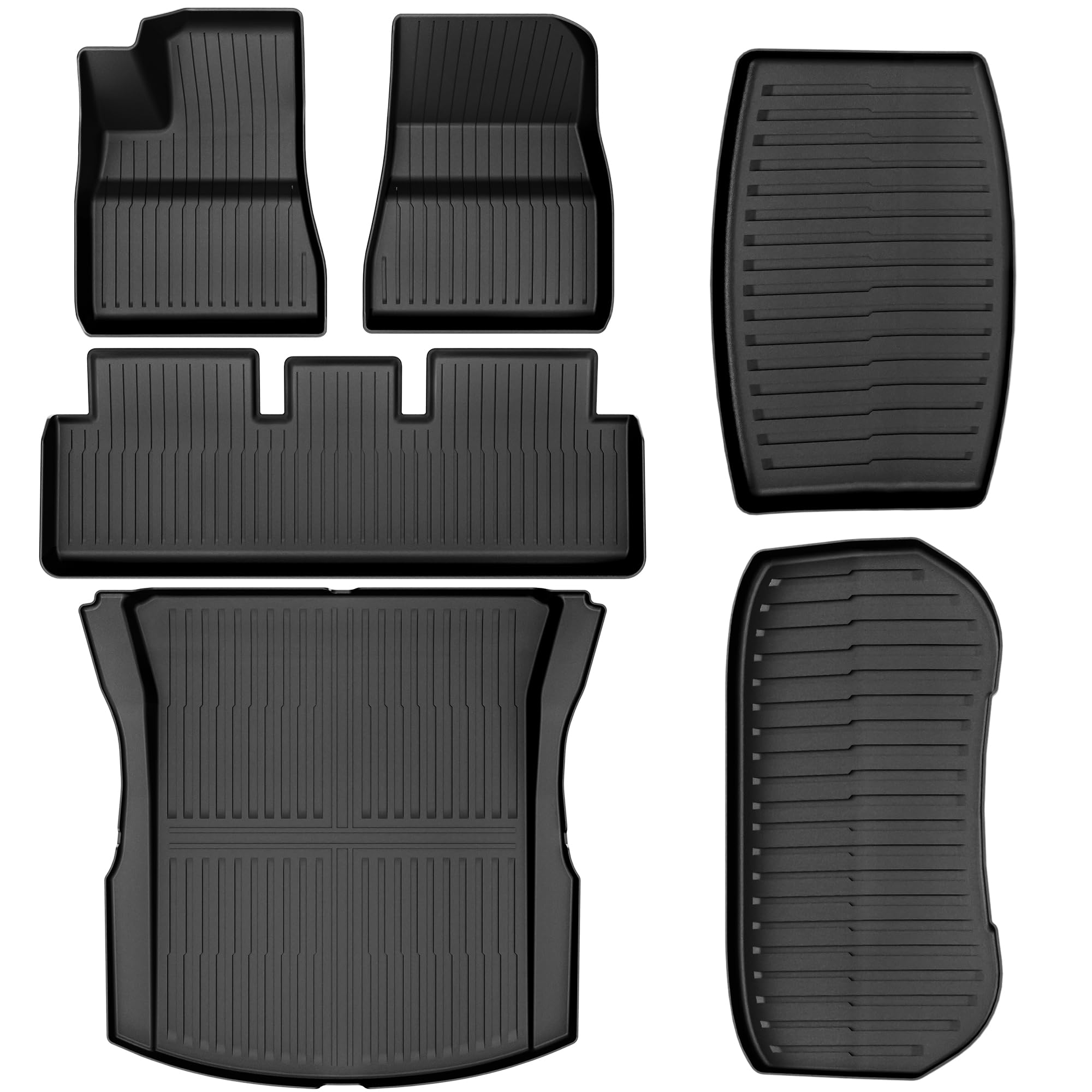 YITAMOTOR TPE All-Weather Floor Mats & Cargo Liner Set for 2024-2025 Tesla Model 3 Highland - Full Coverage Front Rear Seat and Trunk Protection - Durable Non-Slip Car Mats for All Seasons - Perfect for Daily Commute, Road Trips and Outdoor Adventures