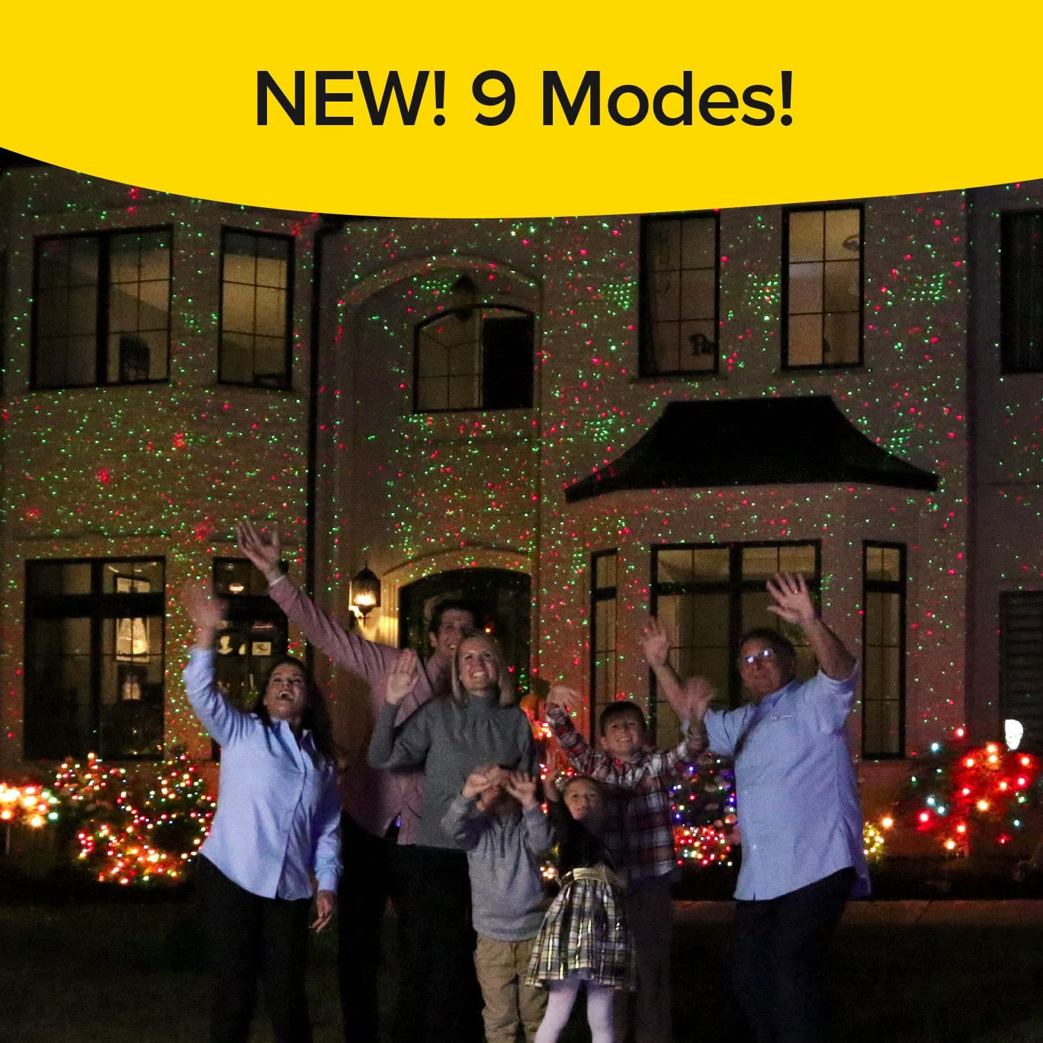 AS-SEEN-ON-TV Outdoor Laser Lights - 9 Enhanced Modes, 3200 Sq Ft Coverage, 6-Pack for Holiday & Christmas Decorations - Perfect for Houses, Lawns, Trees and Party Lighting