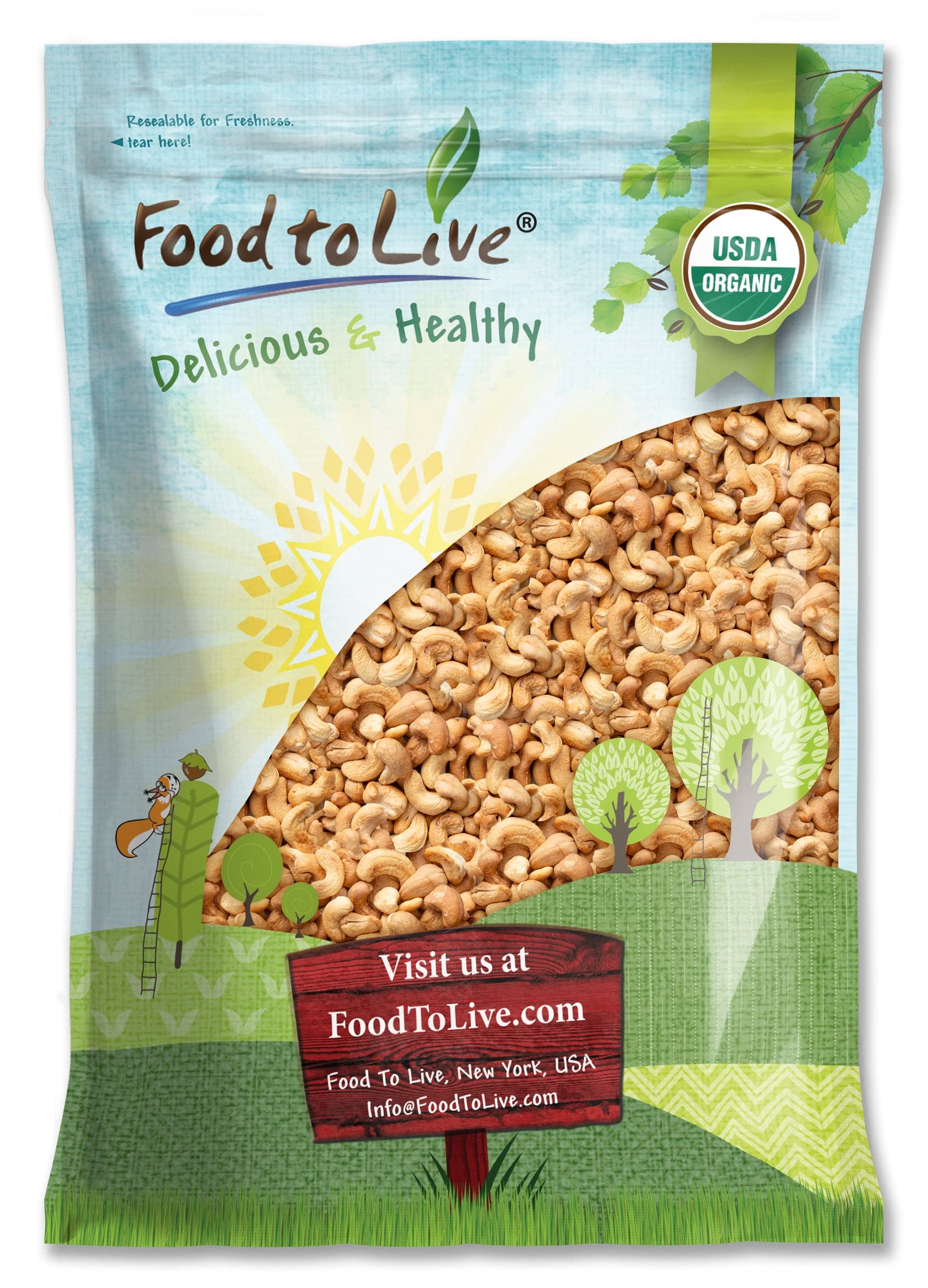 Organic Dry Roasted Whole Cashews - 8 Pounds | Non-GMO, Unsalted, No Oil Added | Kosher & Vegan Bulk Nuts | Crunchy Protein Snack with Healthy Fats | Perfect for Baking, Trail Mix & Healthy Snacking