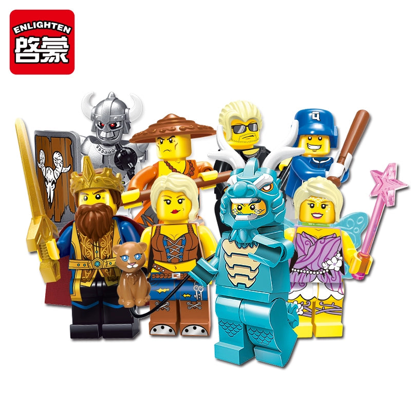 16pcs ENLIGHTEN Minifigures Building Blocks - Compatible with Major Brands - Perfect for Kids Play, DIY Projects & Collectors (Educational Toy, Birthday Gift)