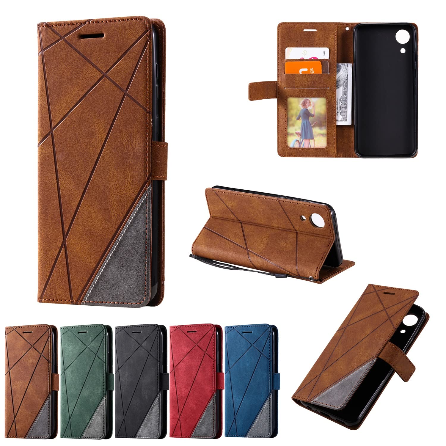 Premium PU Leather Wallet Case for Samsung Galaxy A03 Core - Shockproof Flip Folio Cover with Card Slots & TPU Inner Shell | Perfect for Business, Travel & Daily Protection (Brown)