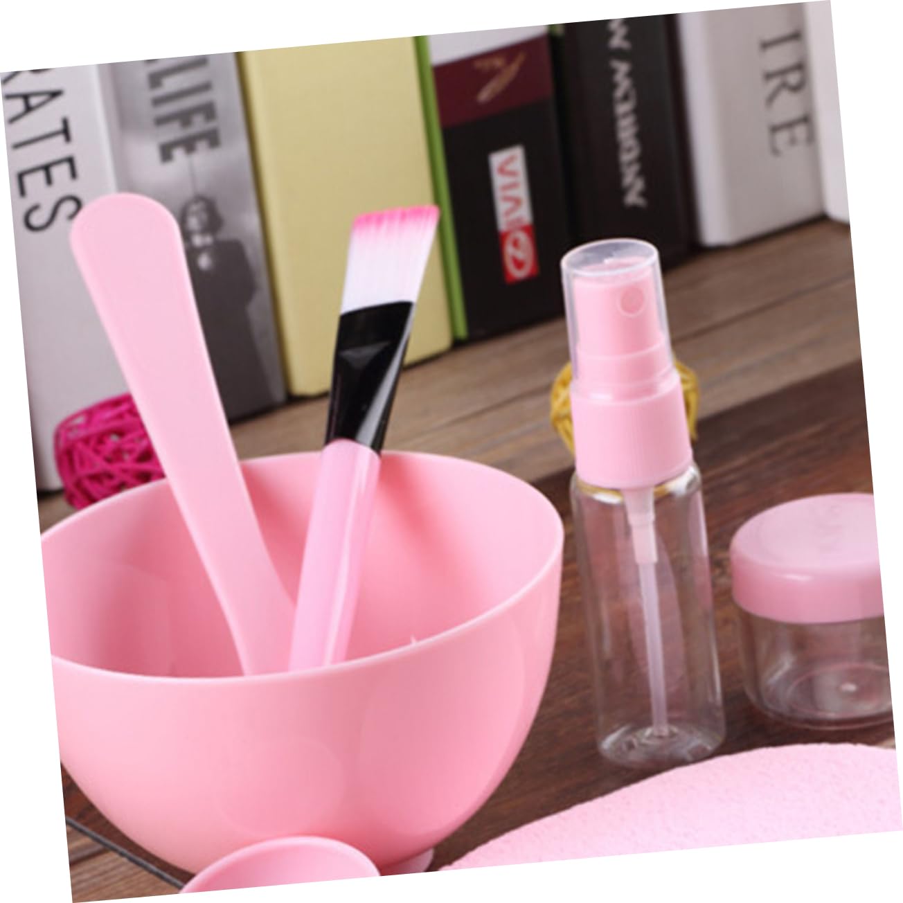 FOMIYES DIY Face Mask Tool Kit - Mixing Bowl, Spatula, Brush, Spray Bottle & Gauges | Pink Skincare Tools for Homemade Facial Masks & Beauty Routine | Perfect for Spa Days, Self-Care & At-Home Skincare Treatments