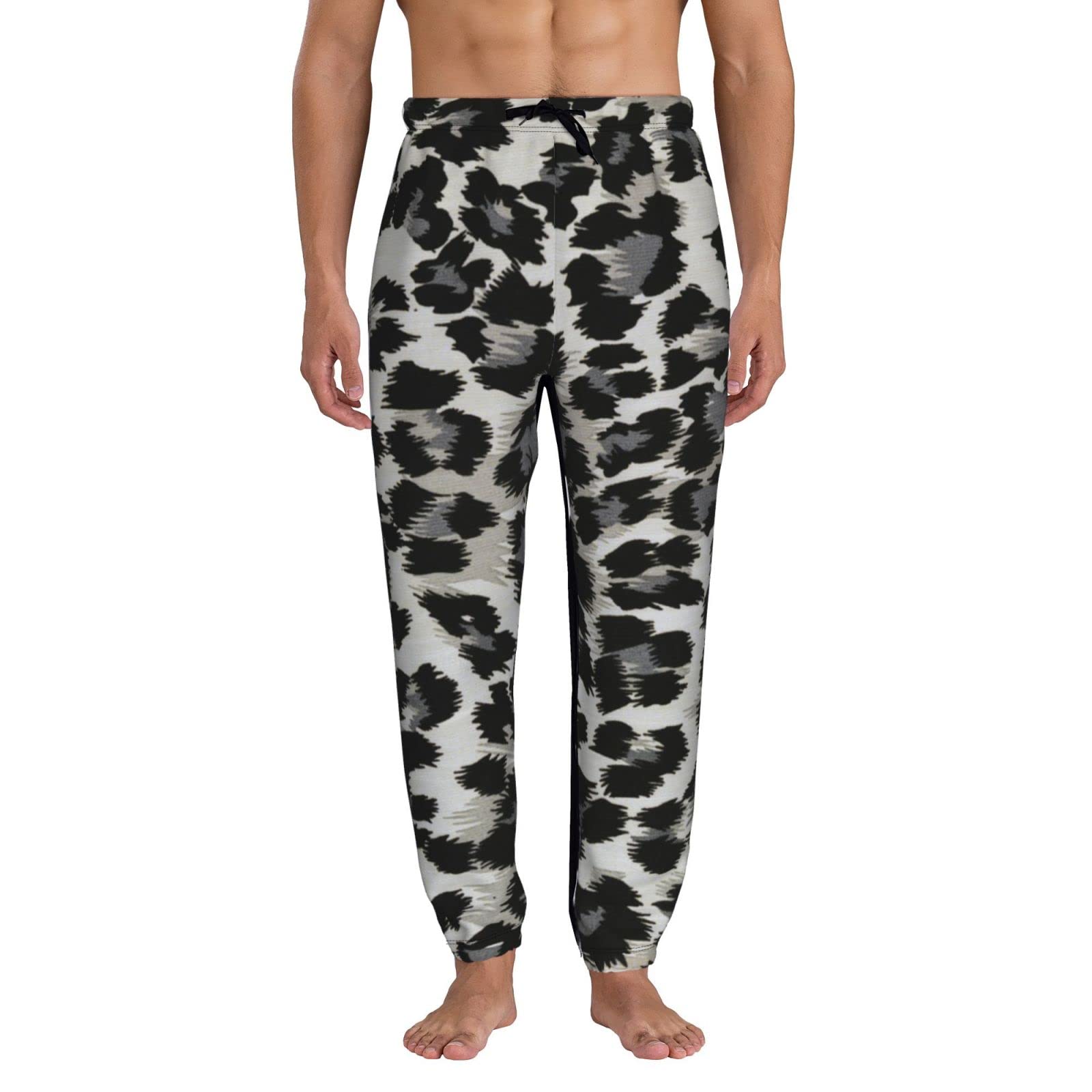 Men's & Women's Sweatpants - Grey & Black Leopard Print Joggers with Elastic Waistband | Comfortable Lounge Pants for Yoga, Gym, Running & Casual Wear