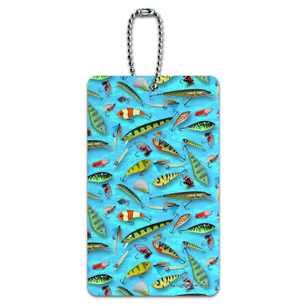 Premium Fishing Flies Lures Fish Pattern Luggage Tags - Durable Suitcase ID Tags for Carry-On Bags | Perfect for Travel, Fishing Trips & Outdoor Adventures