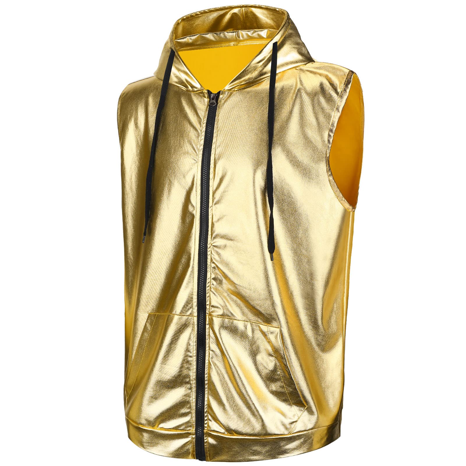 Sintege Men's Metallic Disco Shirt 70s 80s Retro Hooded Hoodie - Vintage Party Outfit for Disco Nights & Themed Events