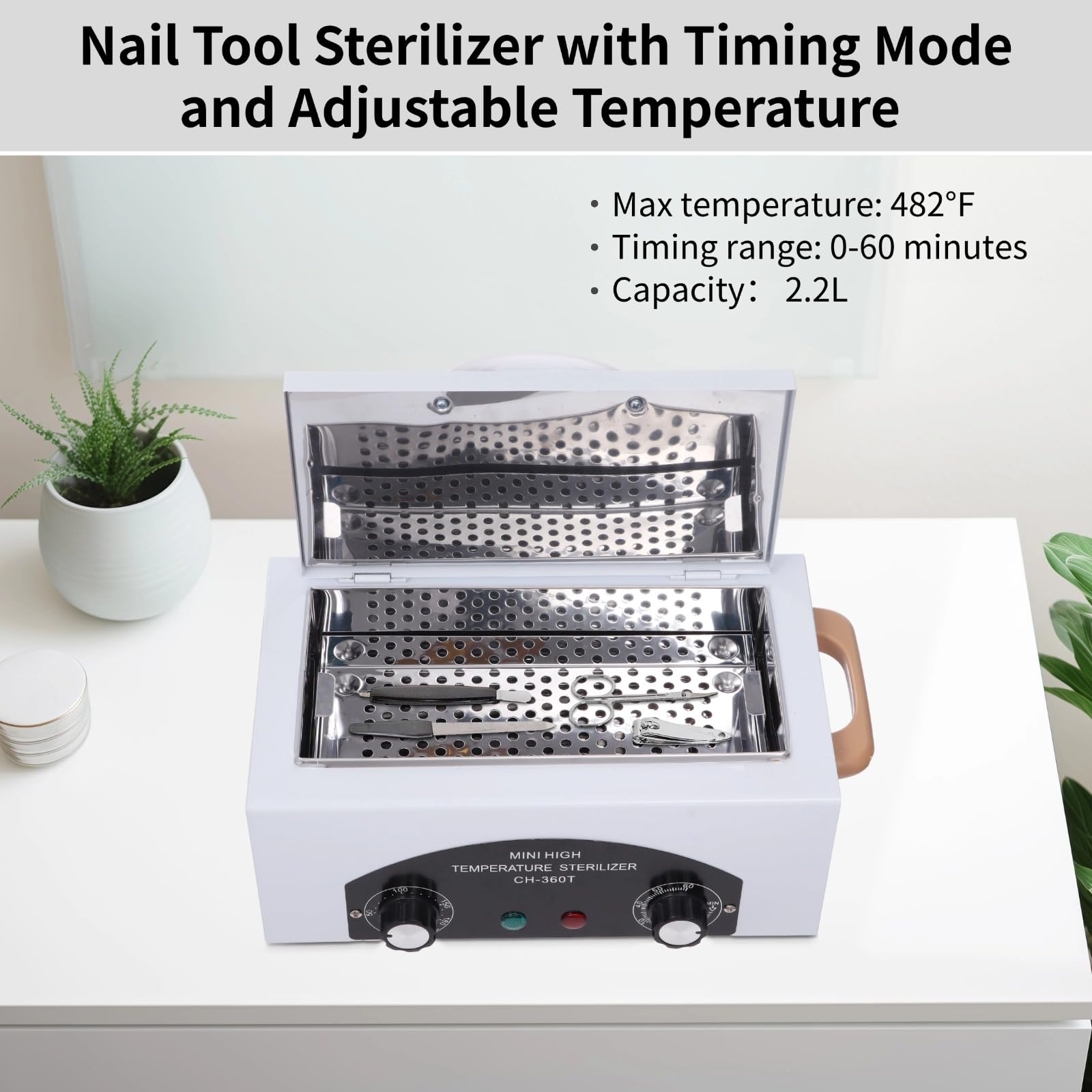 Professional High-Temperature Metal Tool Cleaning Box & Nail Tool Sterilizer Kit with Metal Trays & Clip | Heat Dry Box for Manicure Salon | Sanitize Tweezers & Metal Equipment | Perfect for Nail Salons, Tattoo Shops & Beauty Clinics