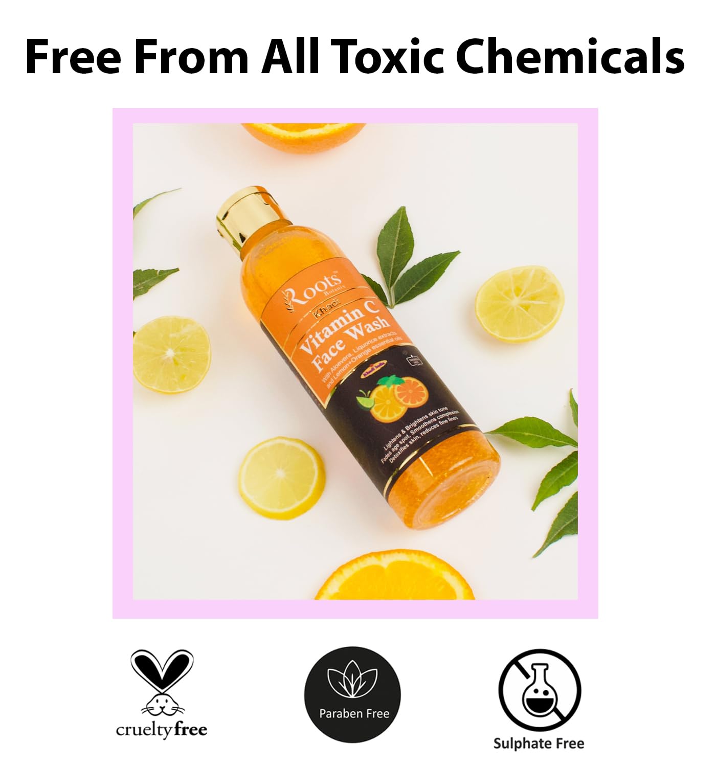 Roots Botanix Vitamin C Face Wash for Glowing Skin - Brightening & De-Tan Cleanser | Anti-Pollution & Pimple Control | Orange Liquid Soap (200ml, Pack of 2) | Perfect for Daily Skincare Routine & Morning Refresh
