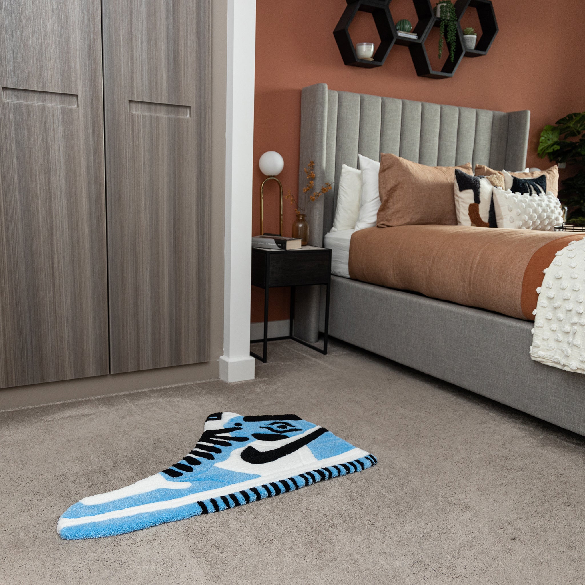 Air Jordan 1 OG UNC Custom Handmade Rug - Premium Sneaker Themed Home Decor for Basketball Fans & Sneakerhead Rooms