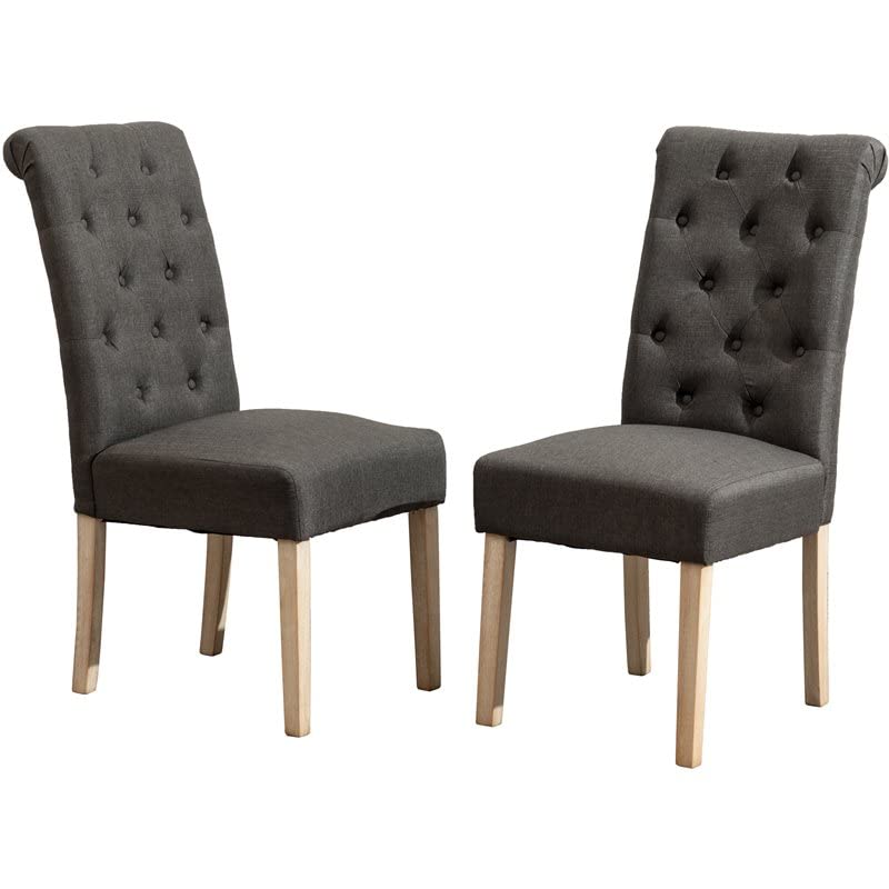 Trent Home Solid Wood Parsons Dining Chair Set of 2 - Charcoal Finish | Modern Kitchen & Dining Room Furniture for Home & Restaurant Use