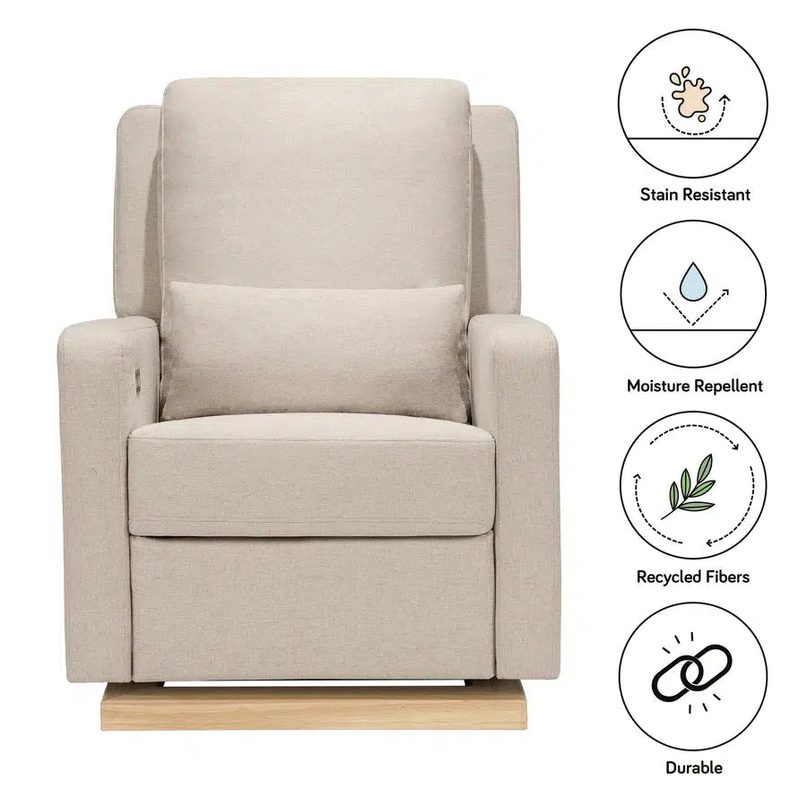 Babyletto Sigi Electronic Glider and Recliner Chair - Eco-Friendly Beach Weave Performance Fabric for Nursery, Living Room & Breastfeeding Comfort